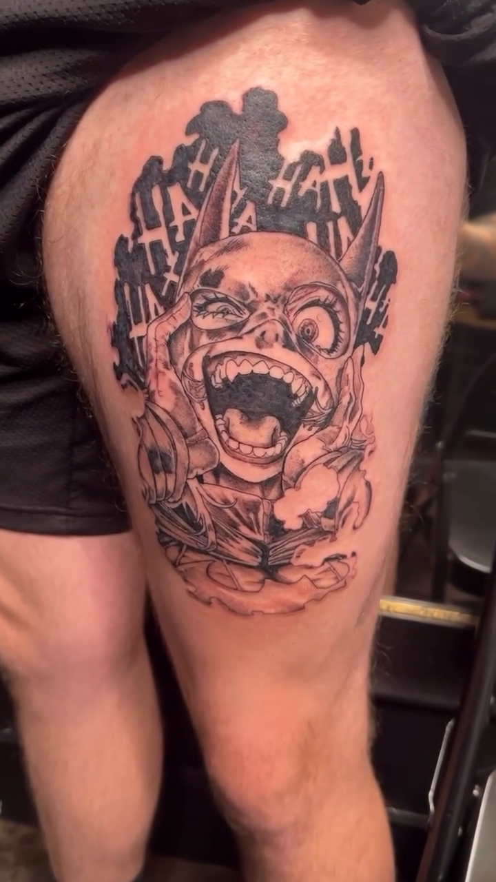 Tattoo by @bboyemo — dark_realism, black_and_grey