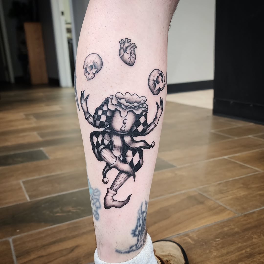 Tattoo by @dunebuggybobby — black_and_grey, dark_realism
