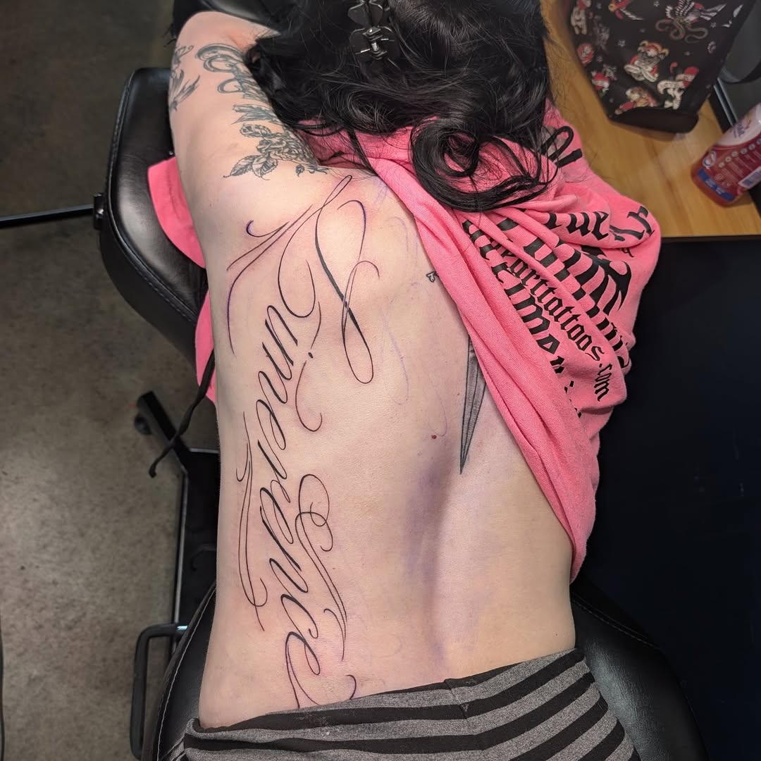 Tattoo by @dking_tattoo — lettering_script, fine_line