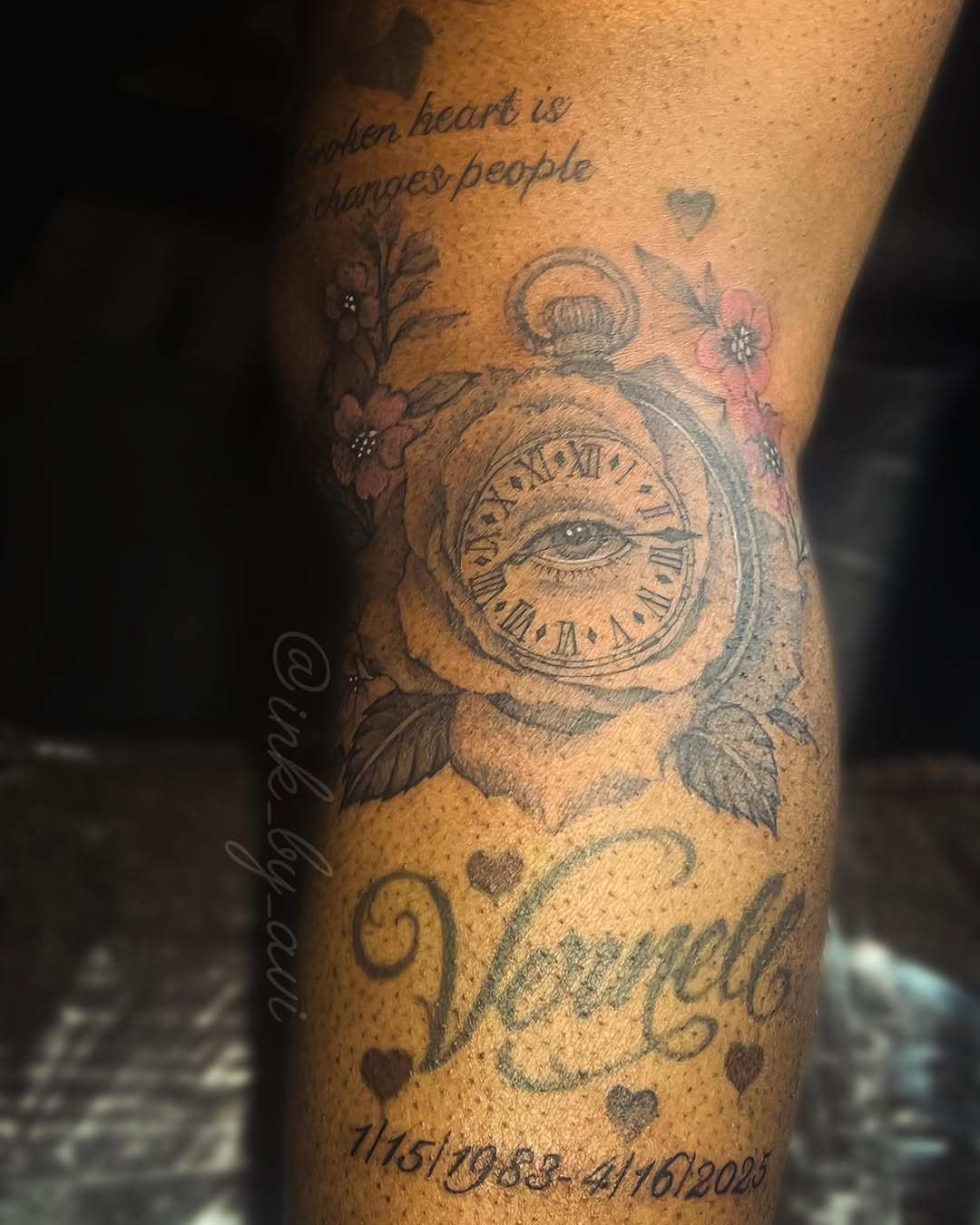 Tattoo by @ink_by_avi — black_and_grey, lettering_script