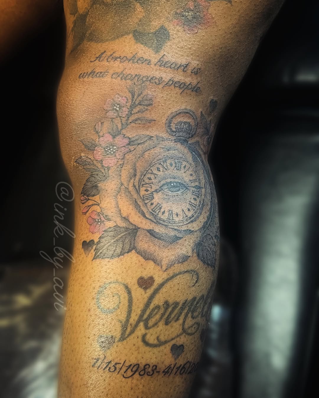 Tattoo by @ink_by_avi — black_and_grey, lettering_script