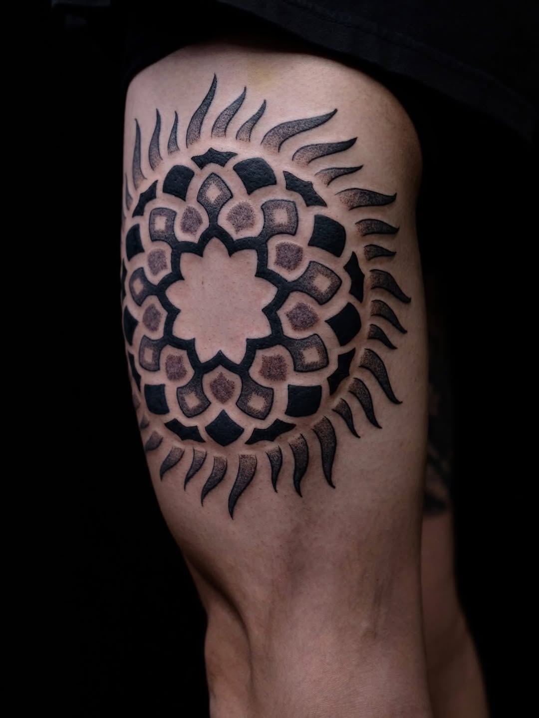 Tattoo by @owlyntattoo — blackwork, ornamental