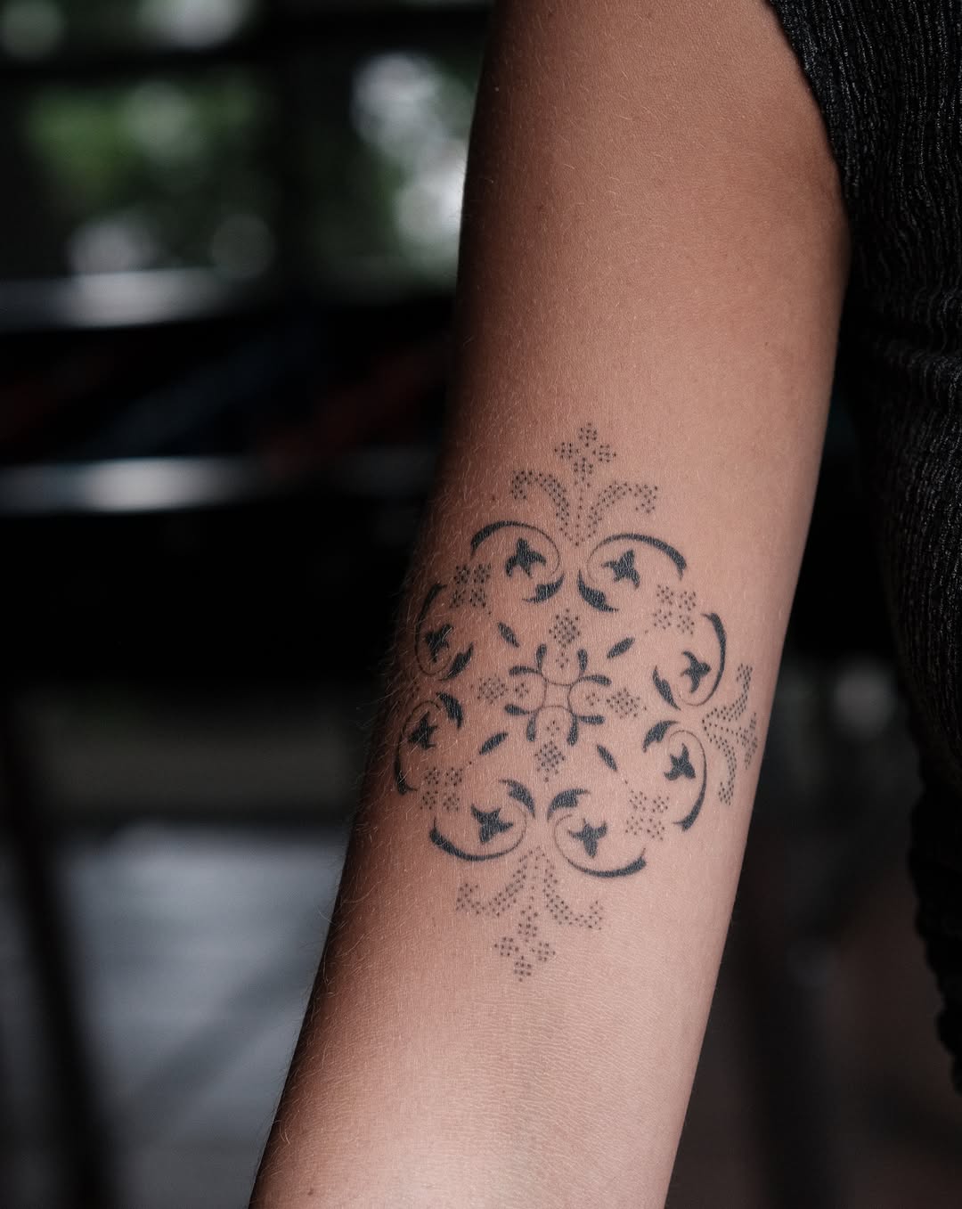 Tattoo by @corina.tattoo — dotwork, ornamental
