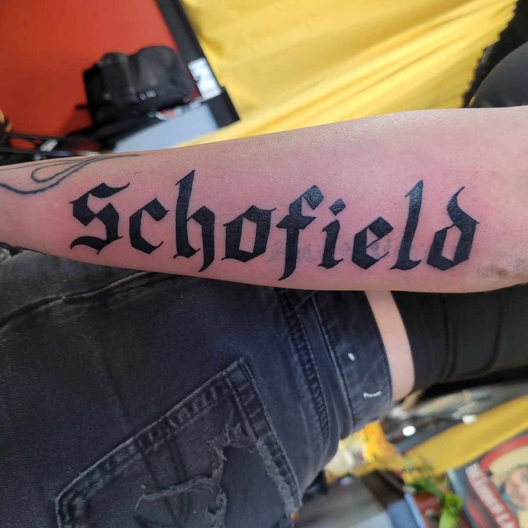 Tattoo by @nightmaristic — lettering_script