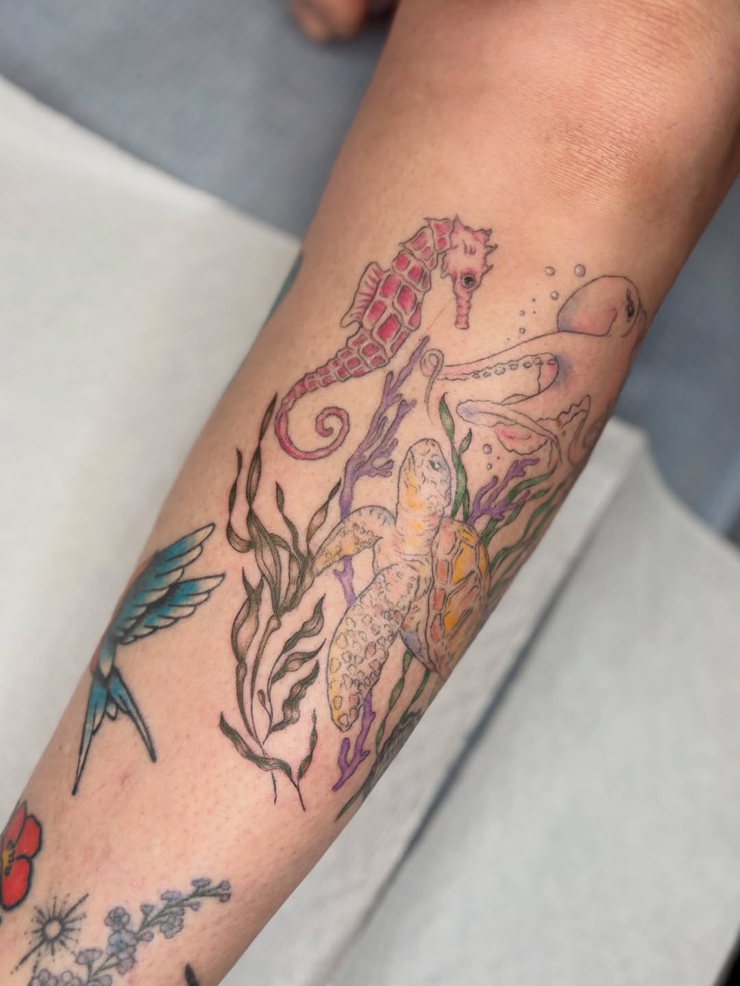 Tattoo by @damoretattoos — illustrative, watercolor