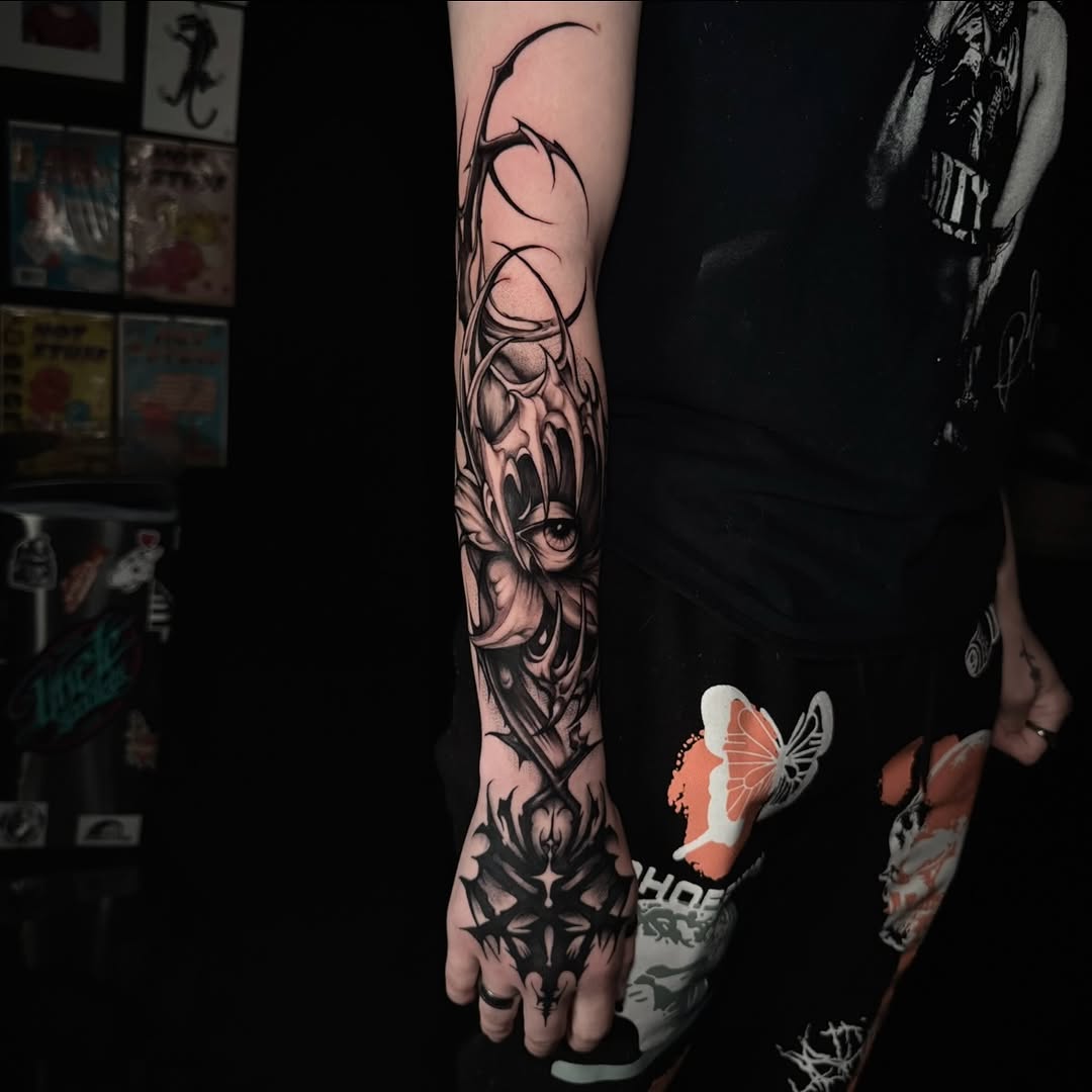 Tattoo by @corycabletattoos โ blackwork, dark_realism
