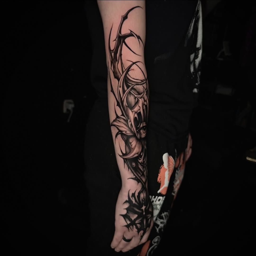Tattoo by @corycabletattoos โ blackwork, dark_realism