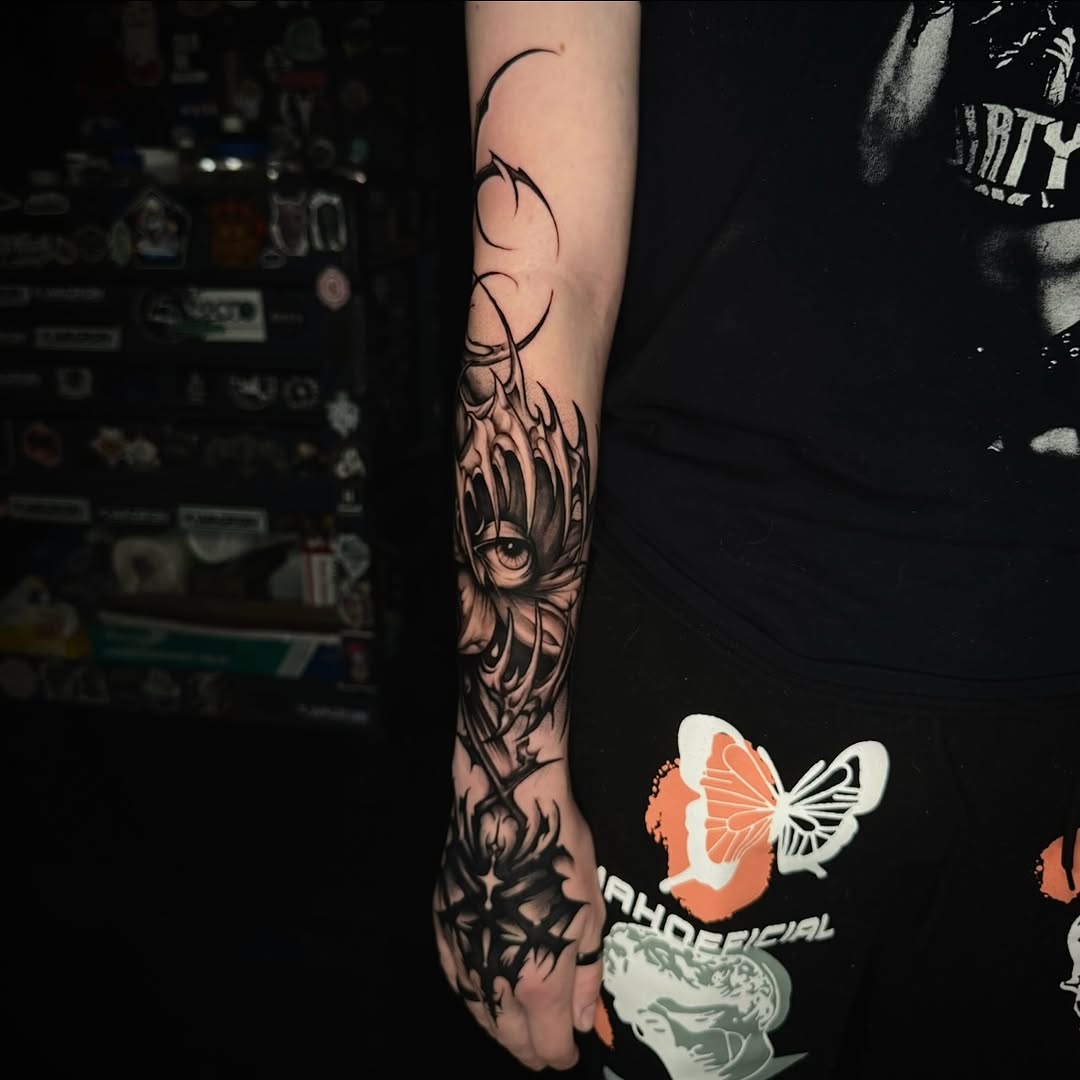 Tattoo by @corycabletattoos โ blackwork, dark_realism
