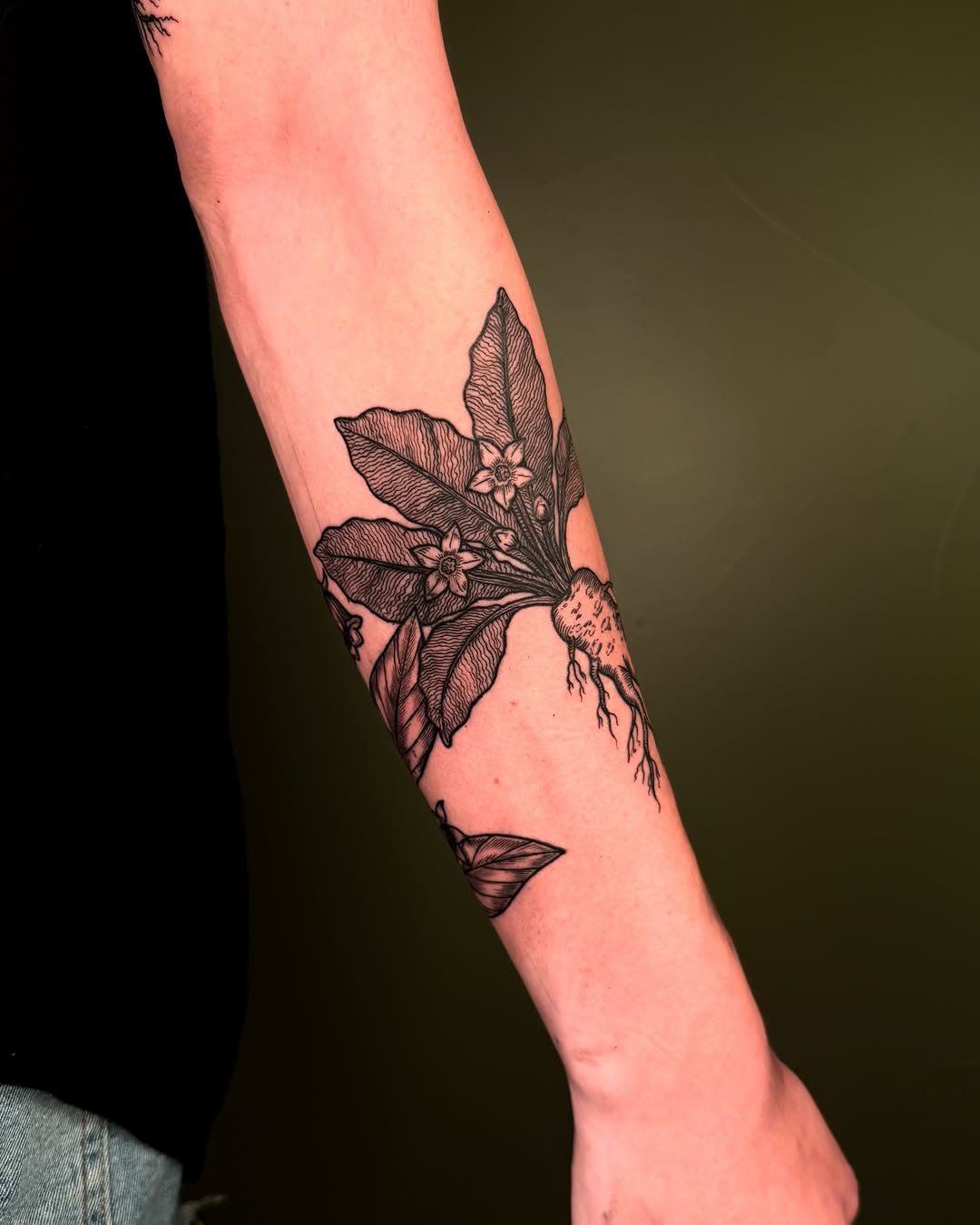 Tattoo by @faunawitchtattoo — illustrative, black_and_grey