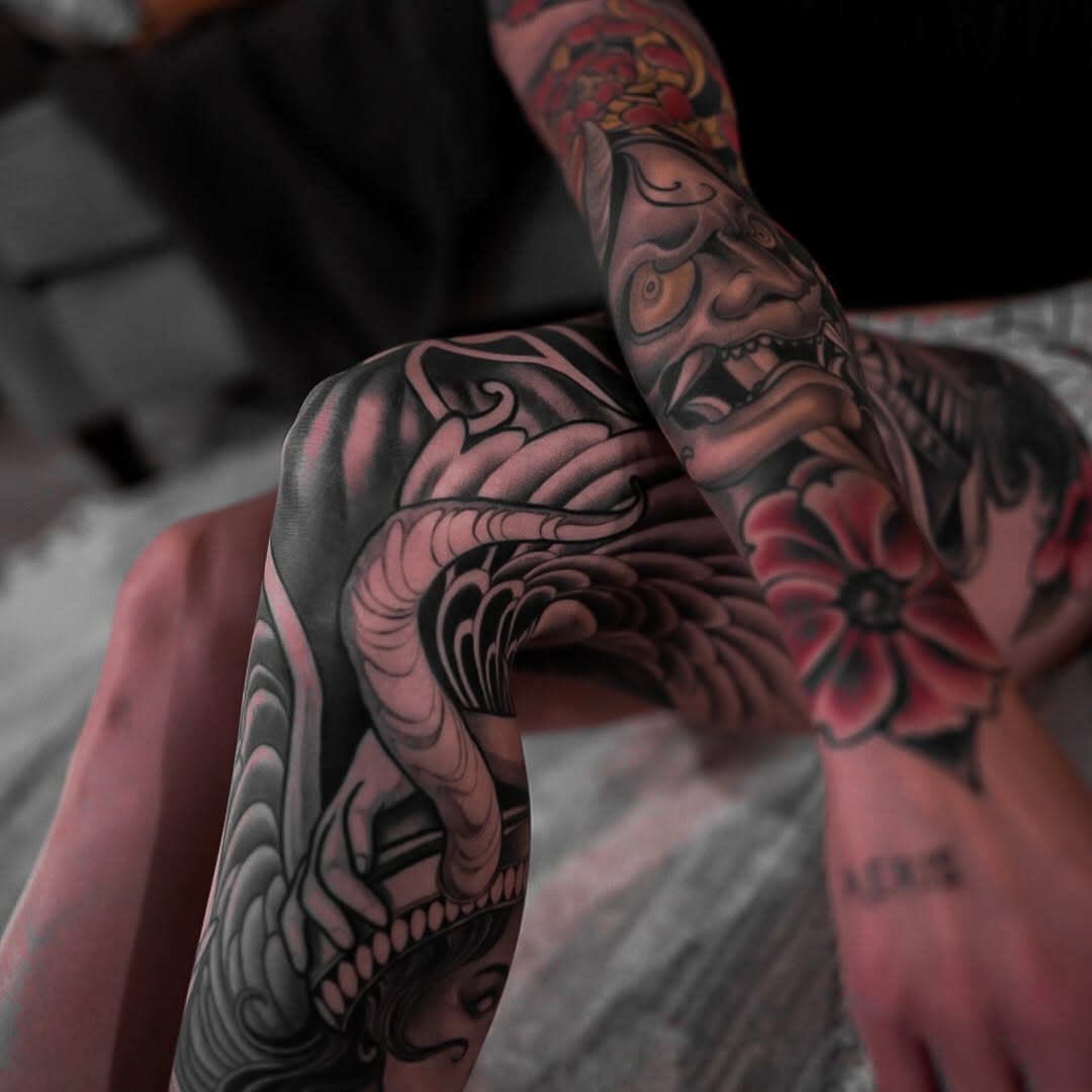 Tattoo by @jdmroxy_24 โ japanese_irezumi, black_and_grey