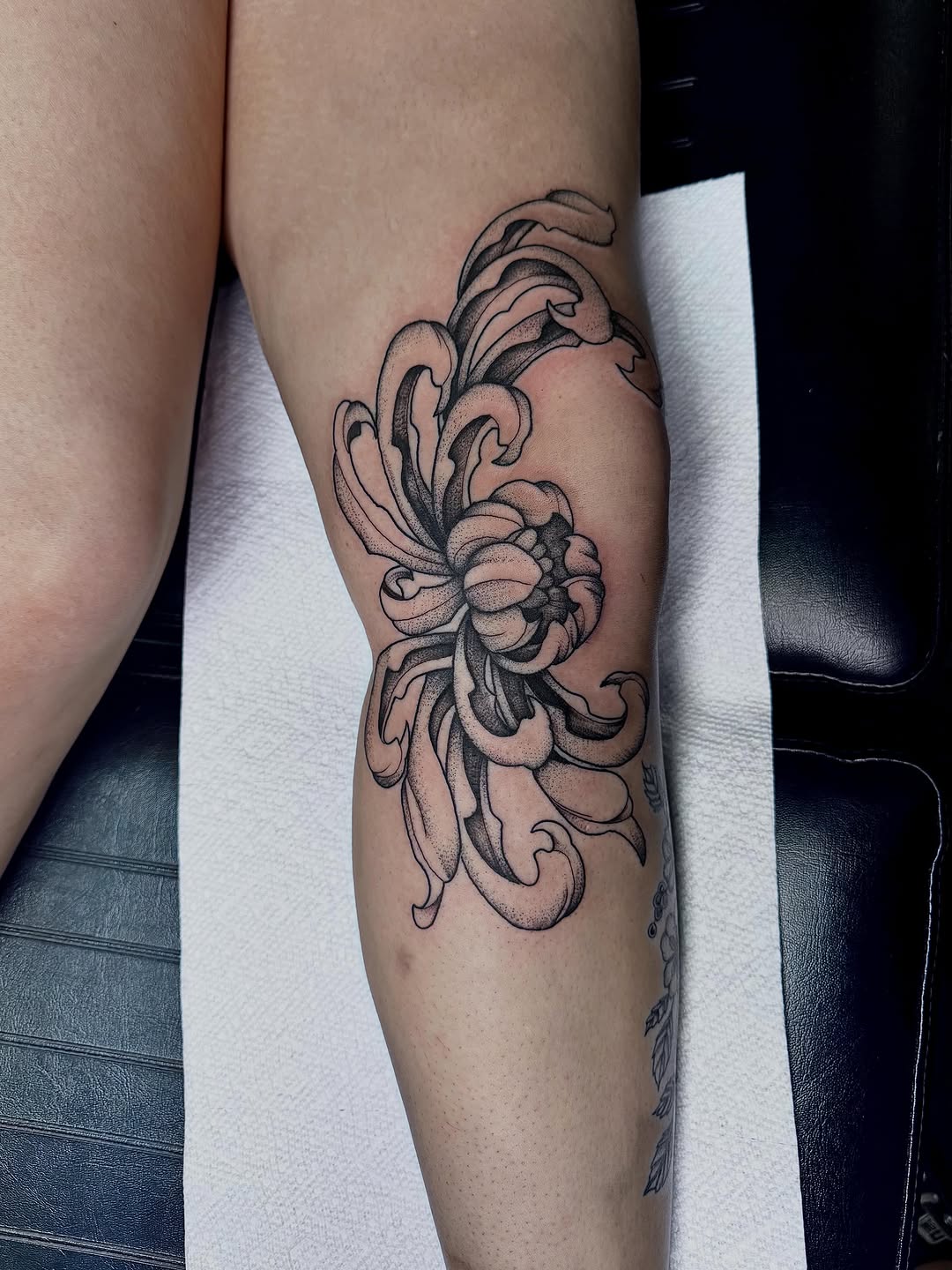 Tattoo by @colby_tattoos — dotwork, japanese_irezumi