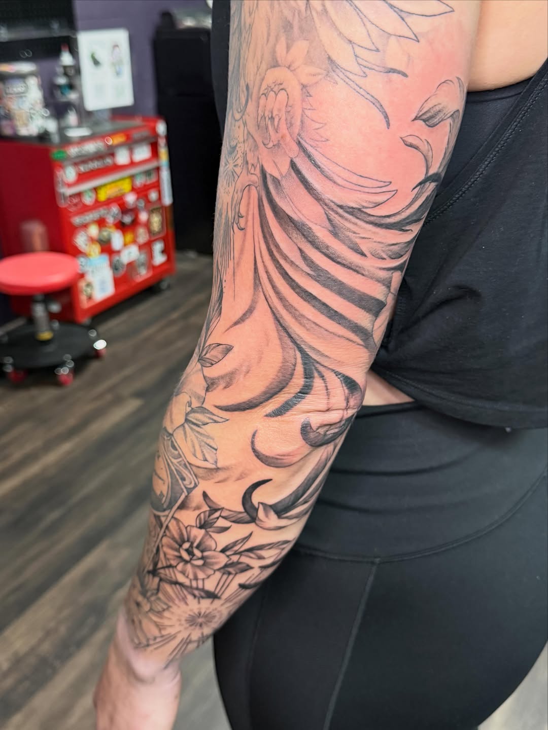 Tattoo by @candybrainink — black_and_grey, realism