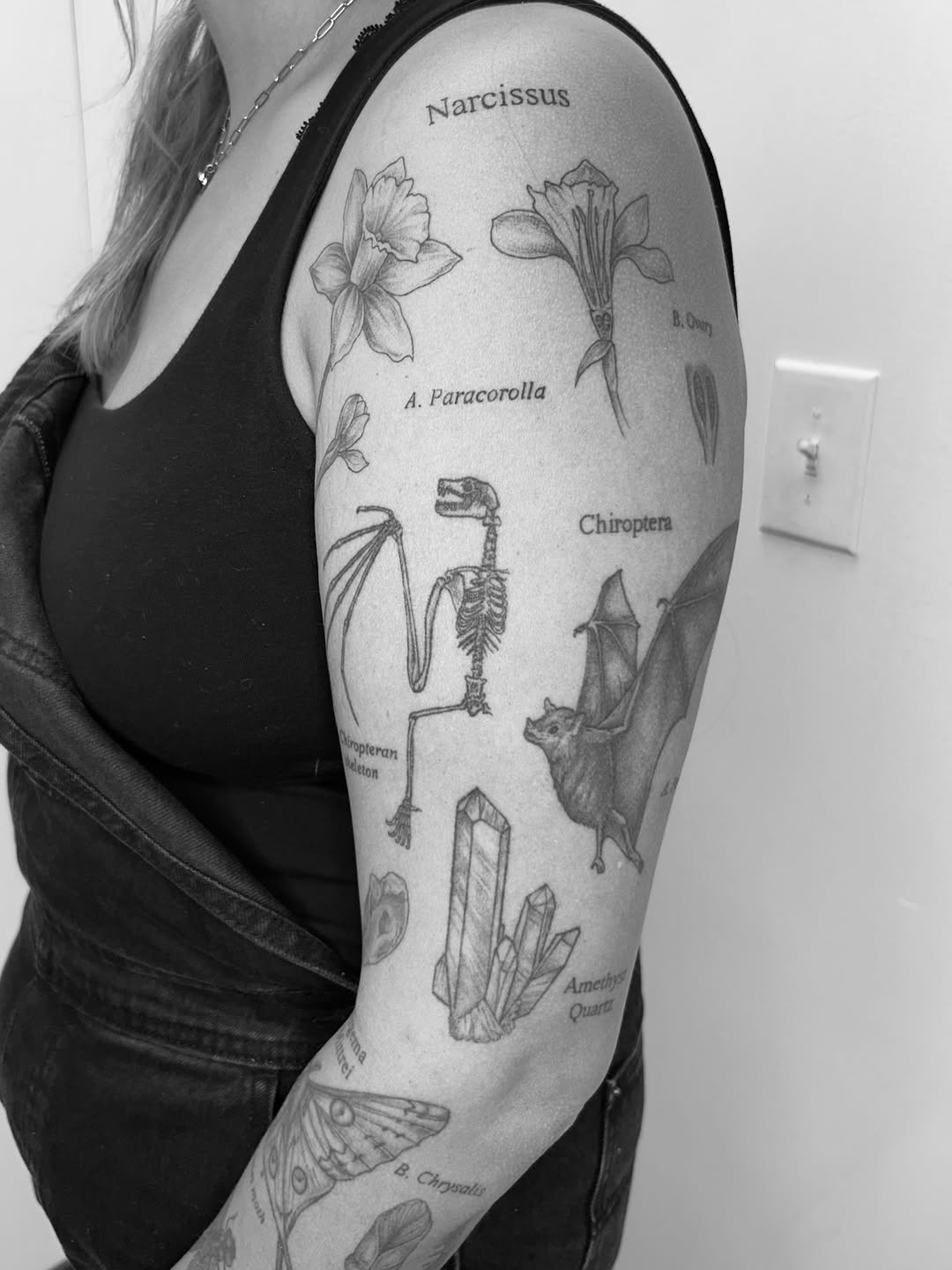 Tattoo by @serahsubmarine — illustrative, black_and_grey