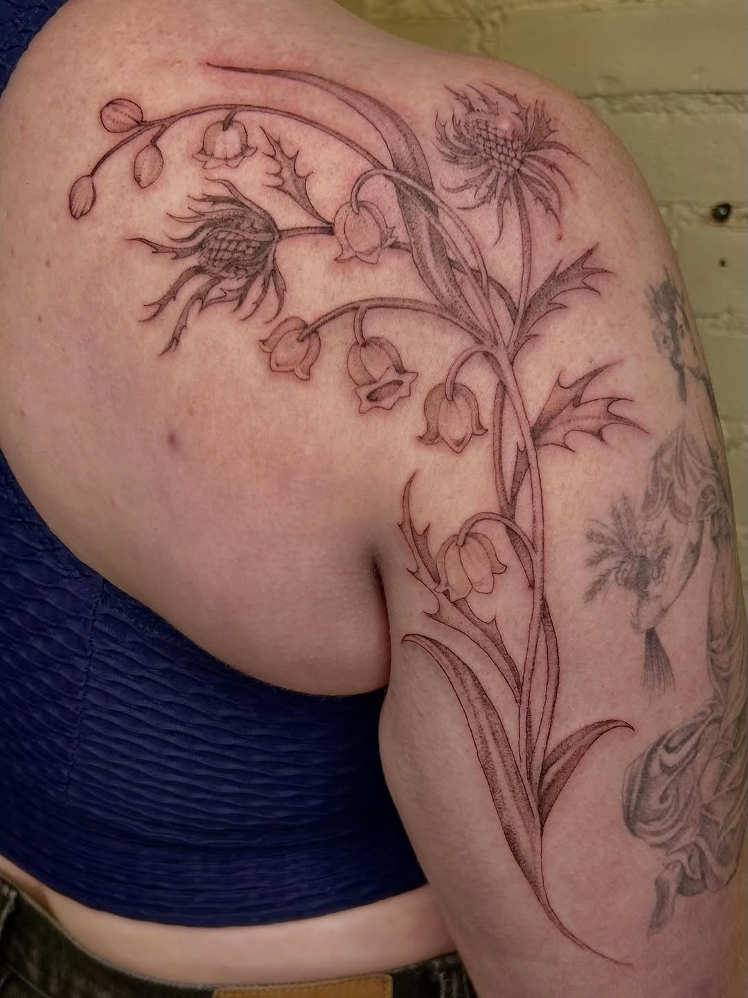Tattoo by @oliviafoxtattoo — illustrative, black_and_grey