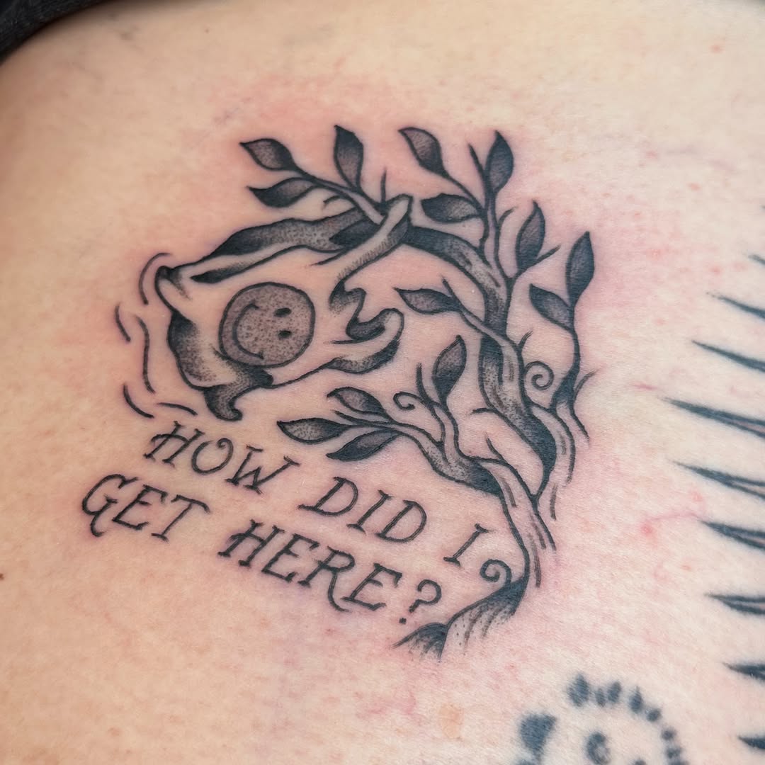 Tattoo by @cherrybomb_tatz4u — lettering_script, black_and_grey