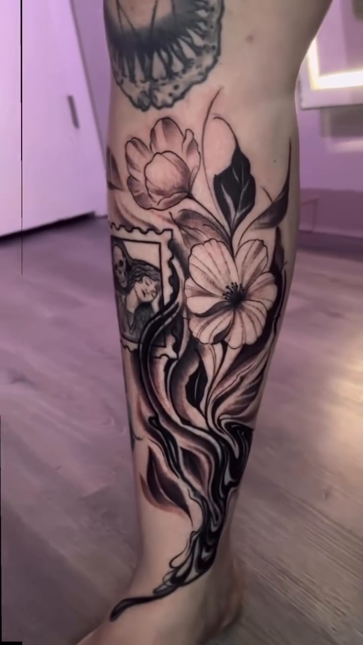 Tattoo by @davehandlebarclarke — black_and_grey, fine_line