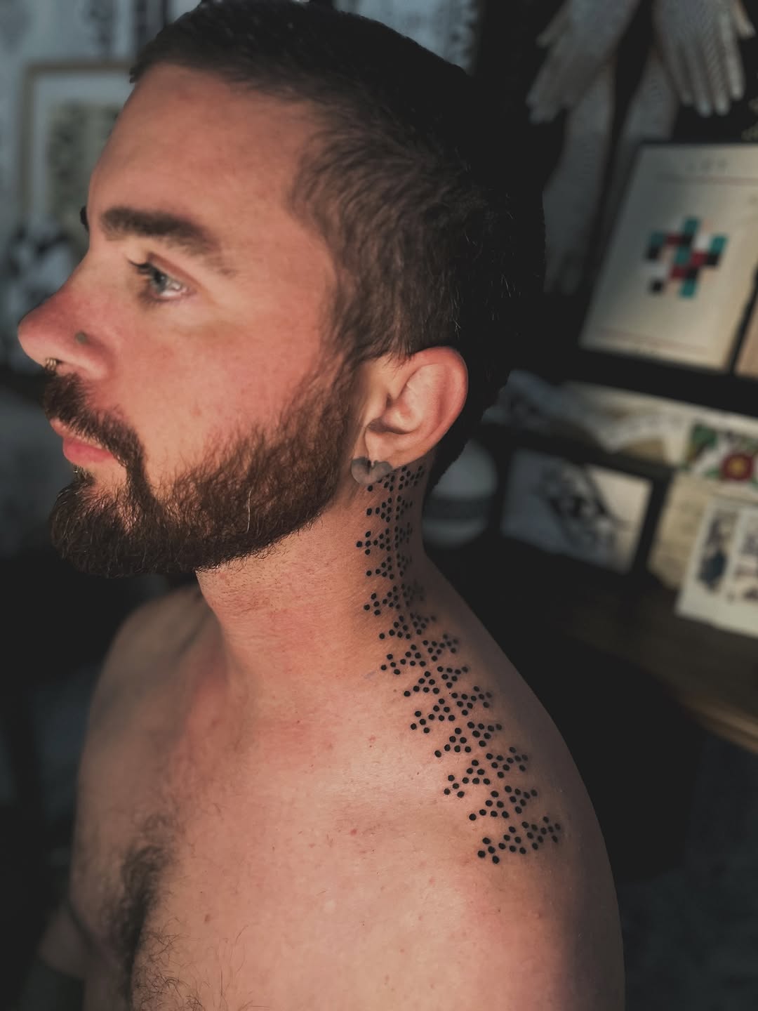 Tattoo by @blackadorn — dotwork, geometric