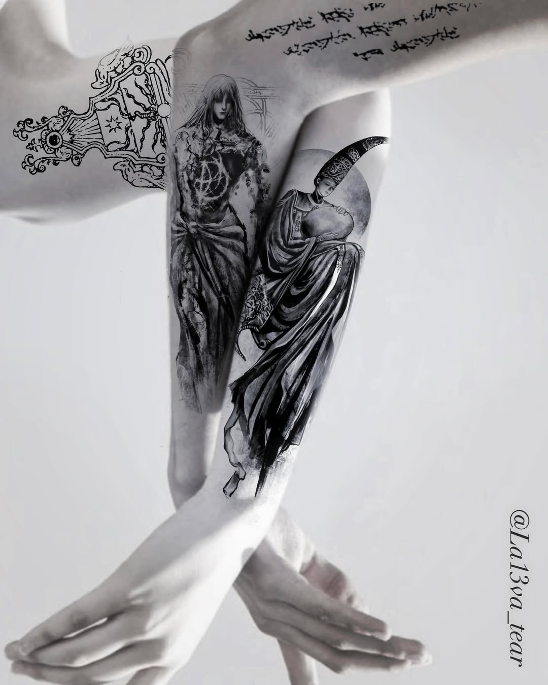 Tattoo by @la13va_tear — black_and_grey, illustrative