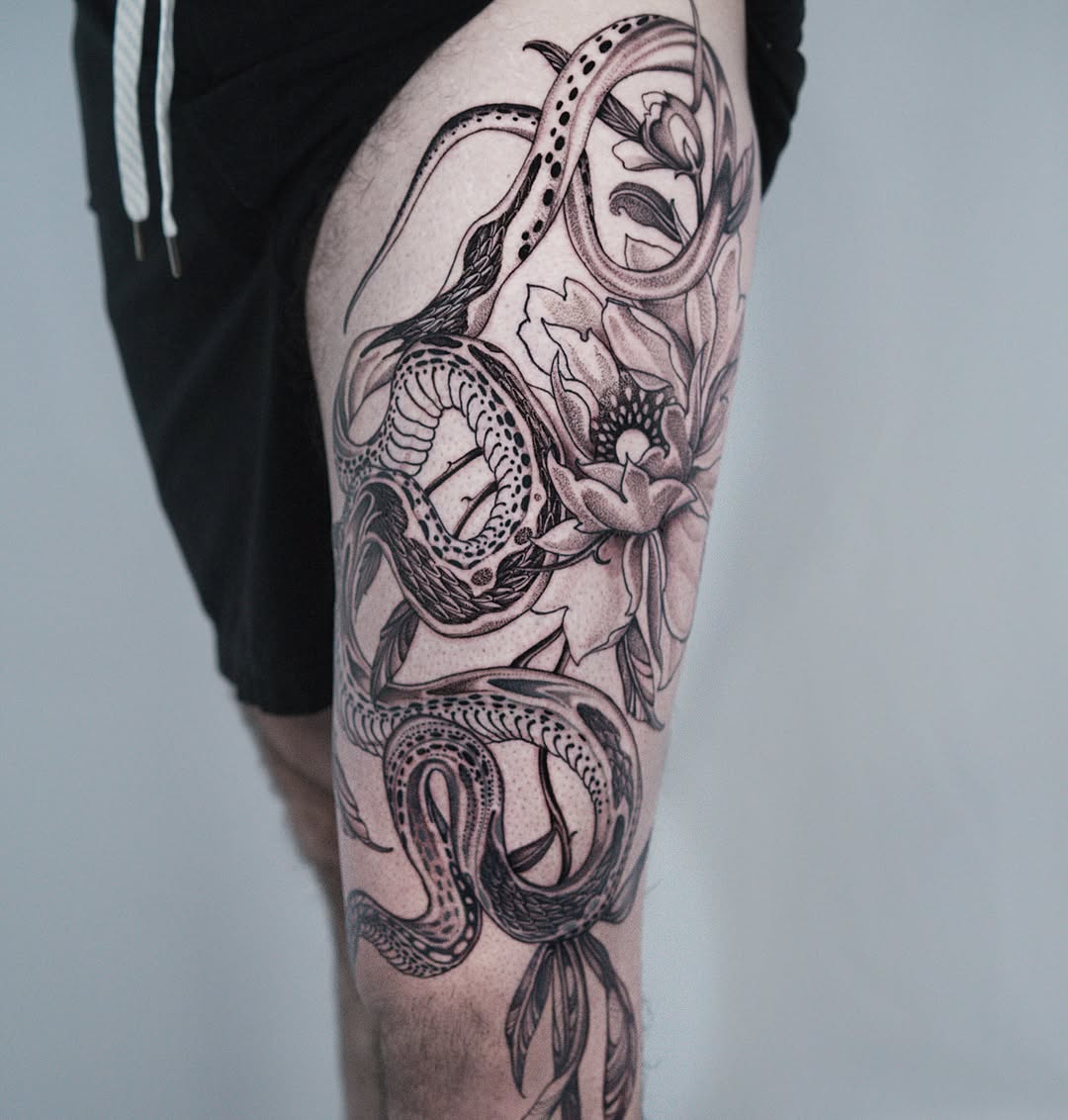 Tattoo by @hiralupe_tattoo — black_and_grey, illustrative