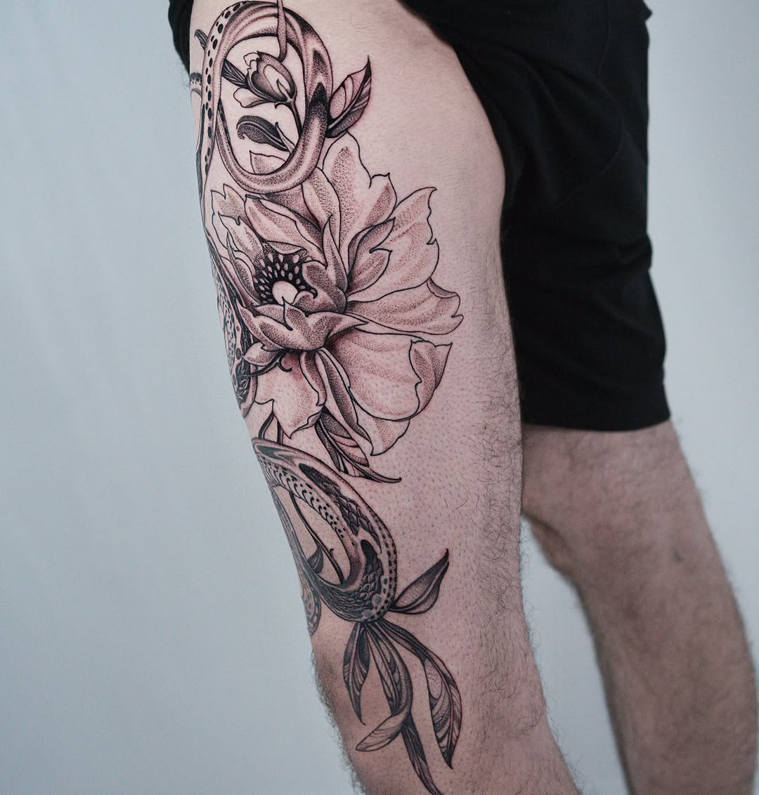 Tattoo by @hiralupe_tattoo — black_and_grey, illustrative