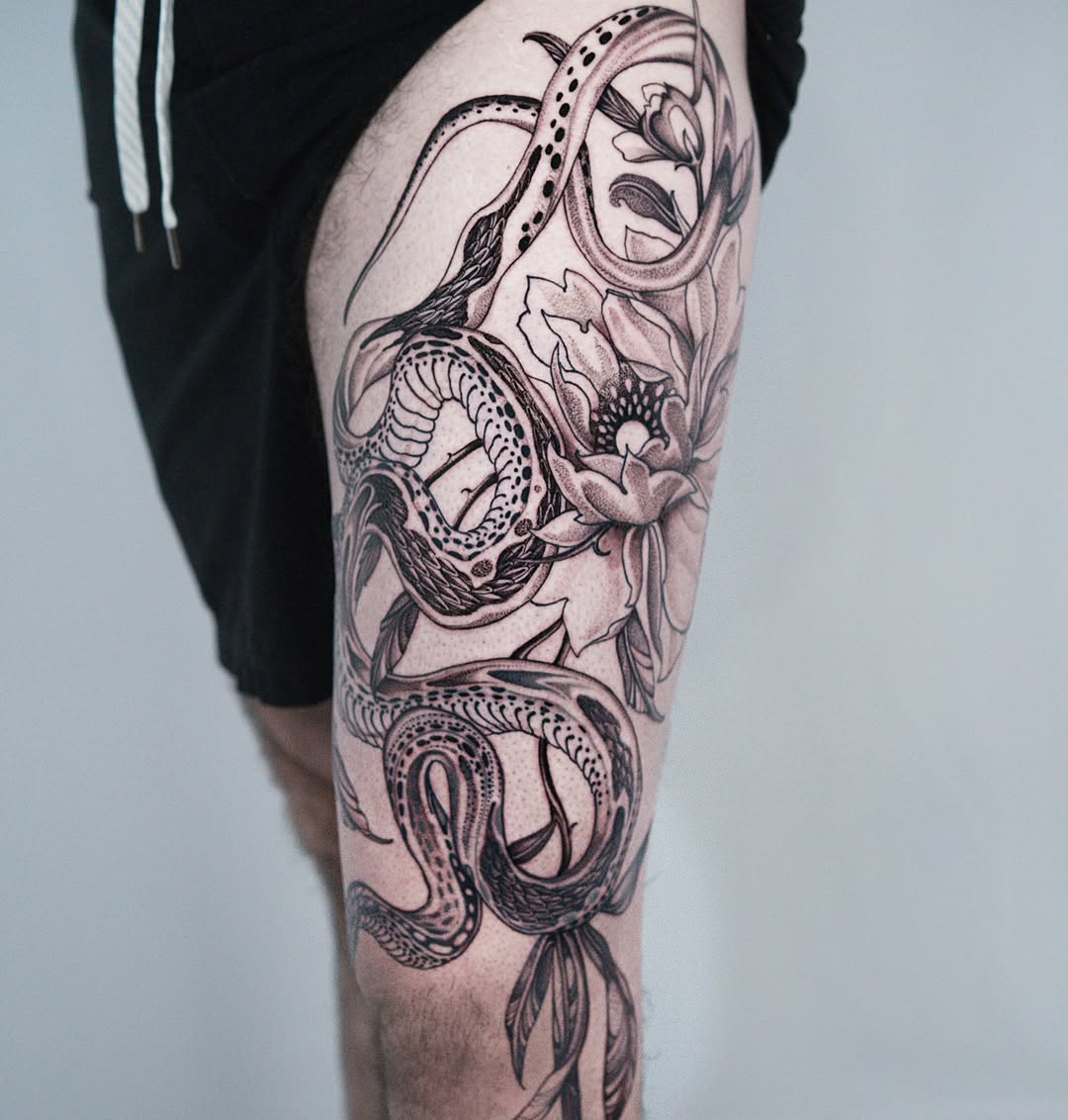 Tattoo by @hiralupe_tattoo — black_and_grey, illustrative