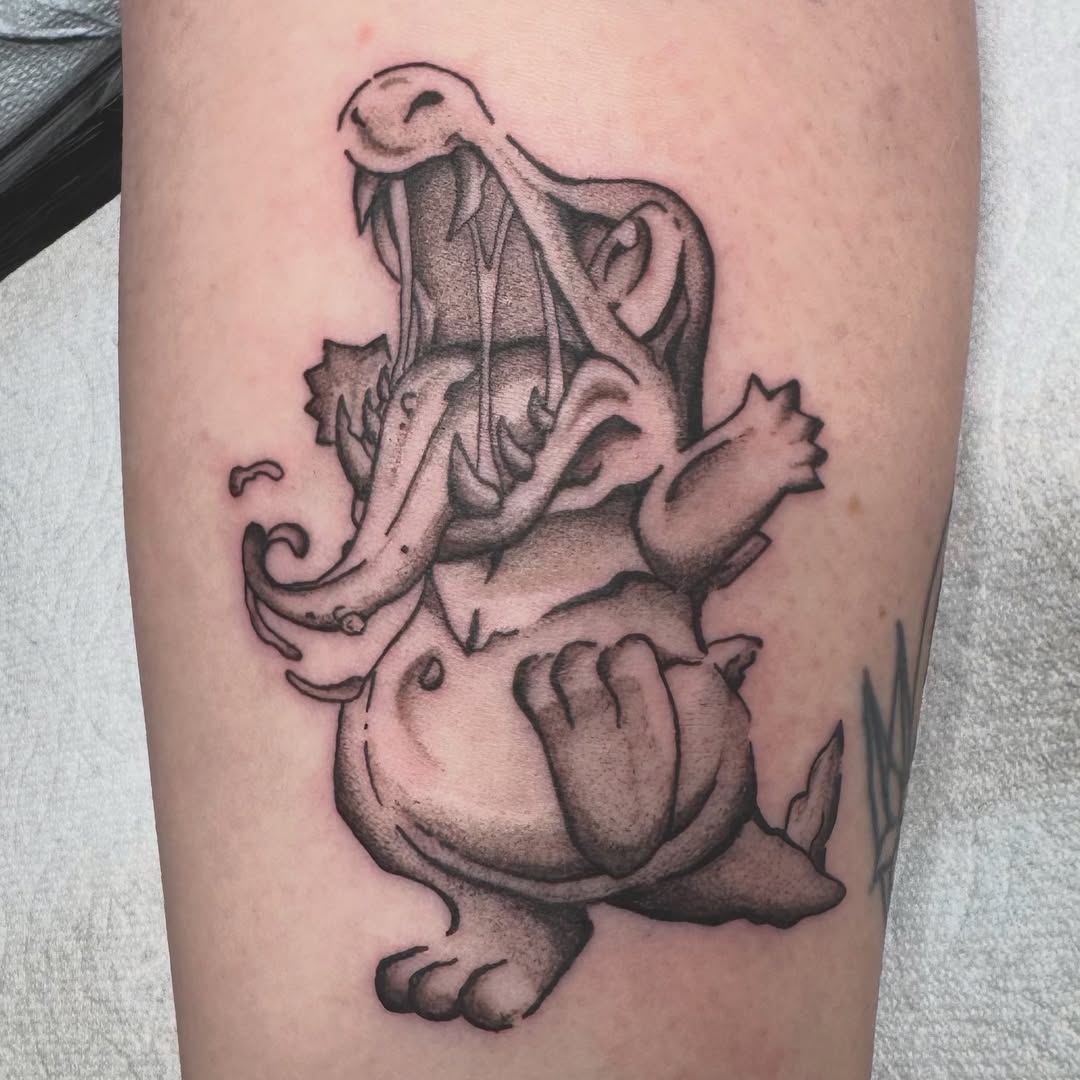 Tattoo by @beelzebubbers — new_school, black_and_grey