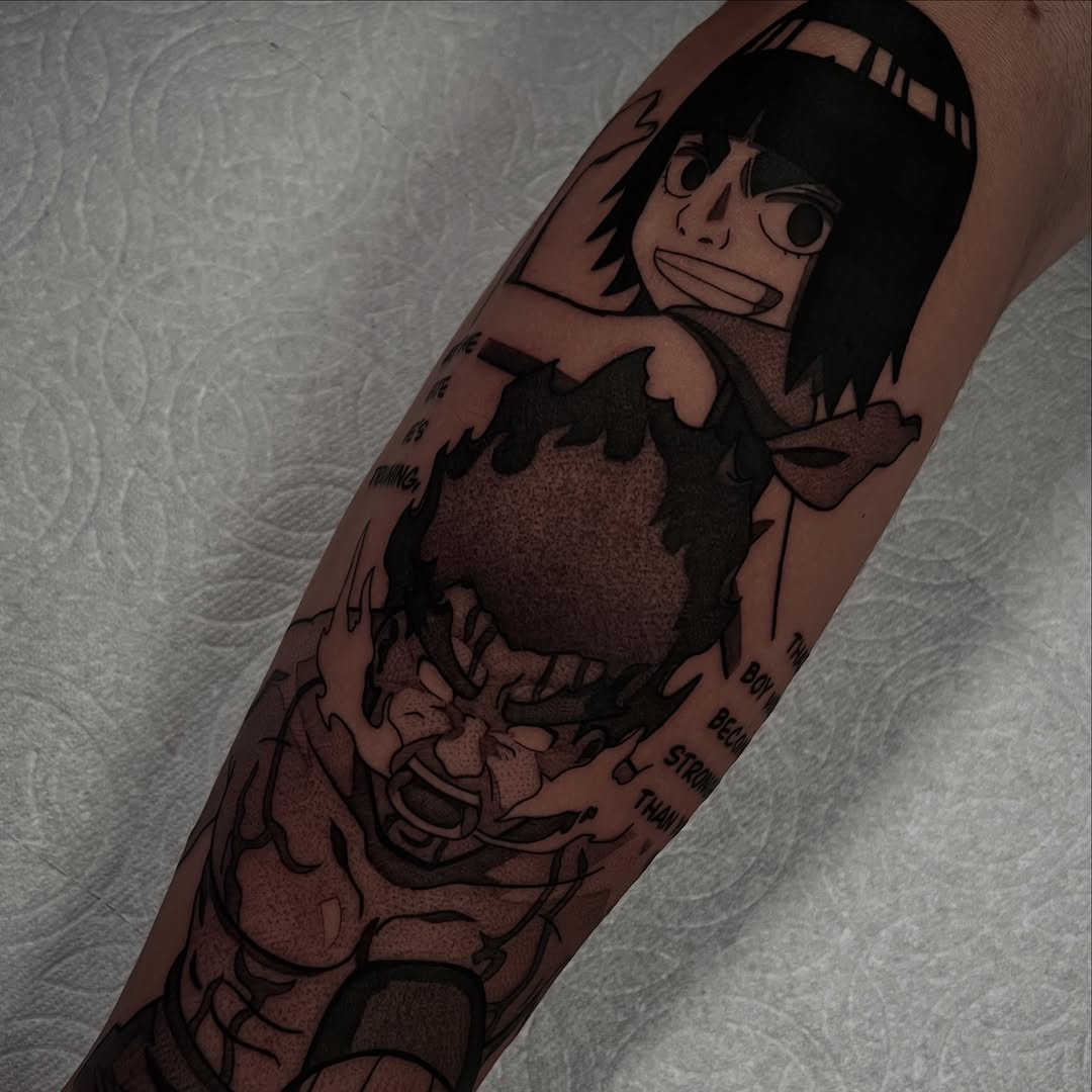 Tattoo by @bingtattoos — anime, black_and_grey