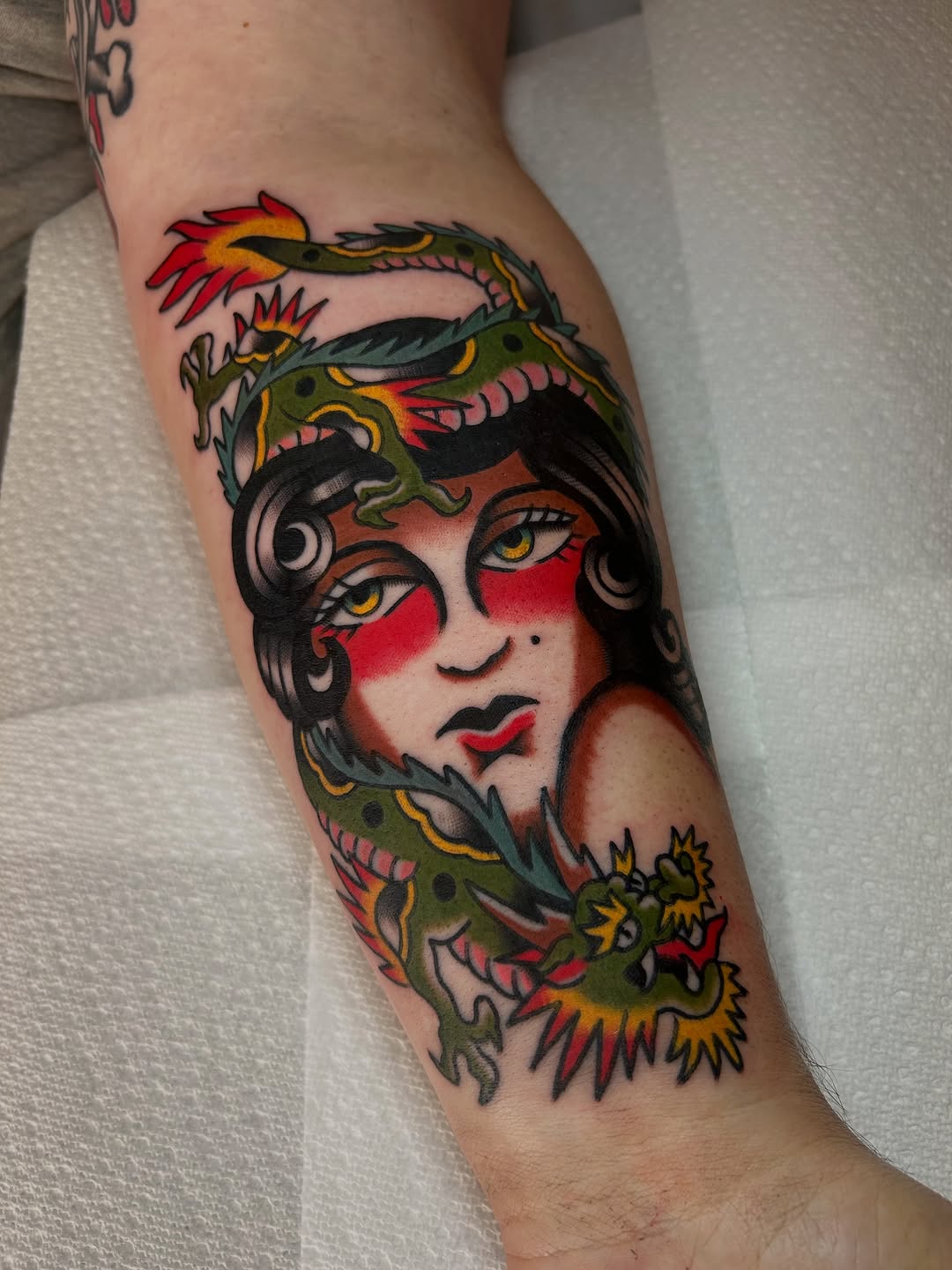 Tattoo by @squidripz — american_traditional, japanese_irezumi
