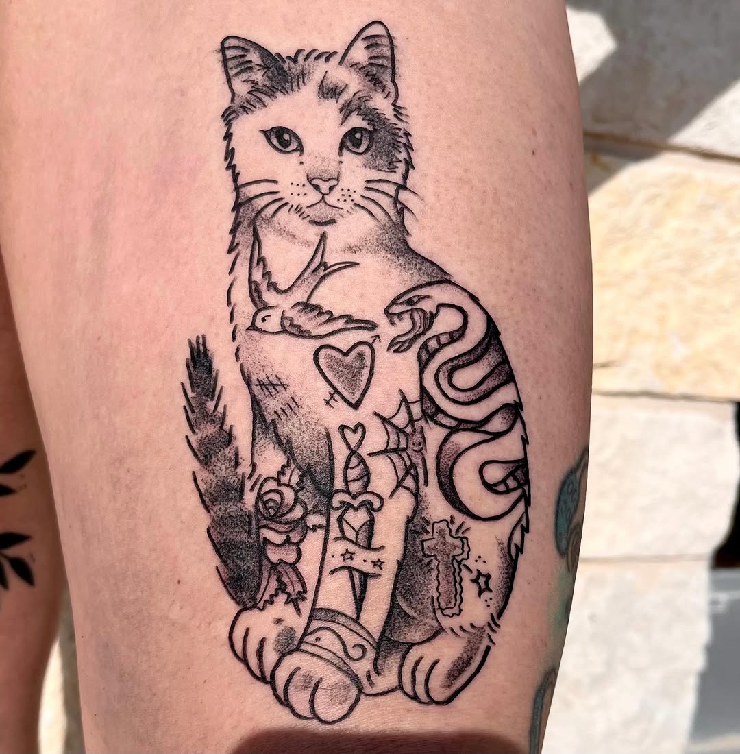 Tattoo by @mia_tatilla — american_traditional, black_and_grey