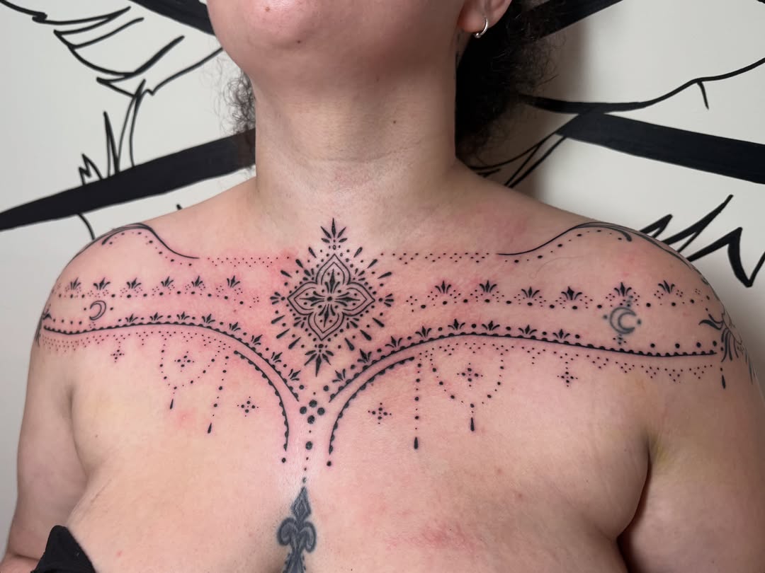 Tattoo by @manuinkatx — ornamental, dotwork