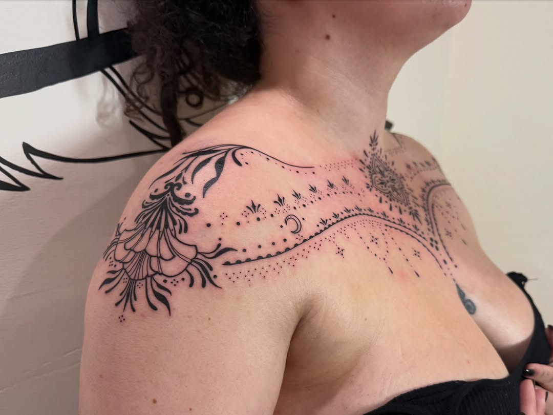 Tattoo by @manuinkatx — ornamental, fine_line