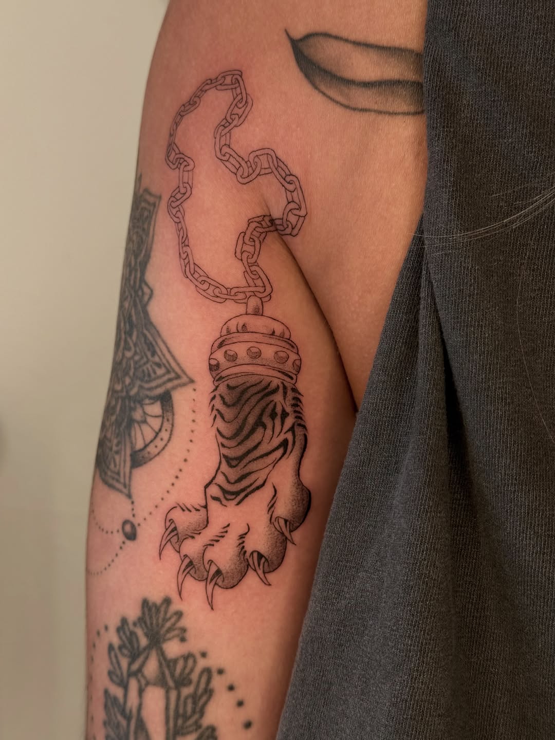 Tattoo by @chaotictattoo — illustrative, black_and_grey