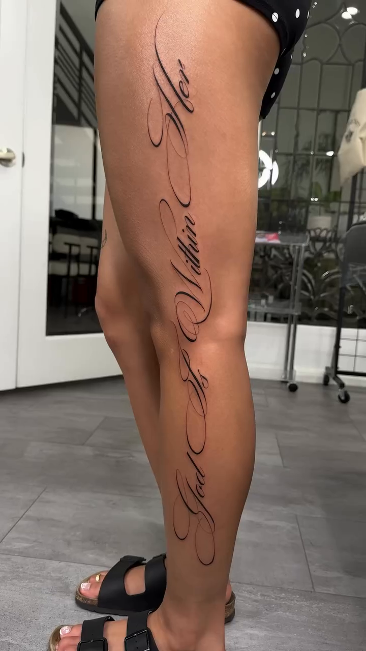 Tattoo by @heynicetatt โ lettering_script, fine_line