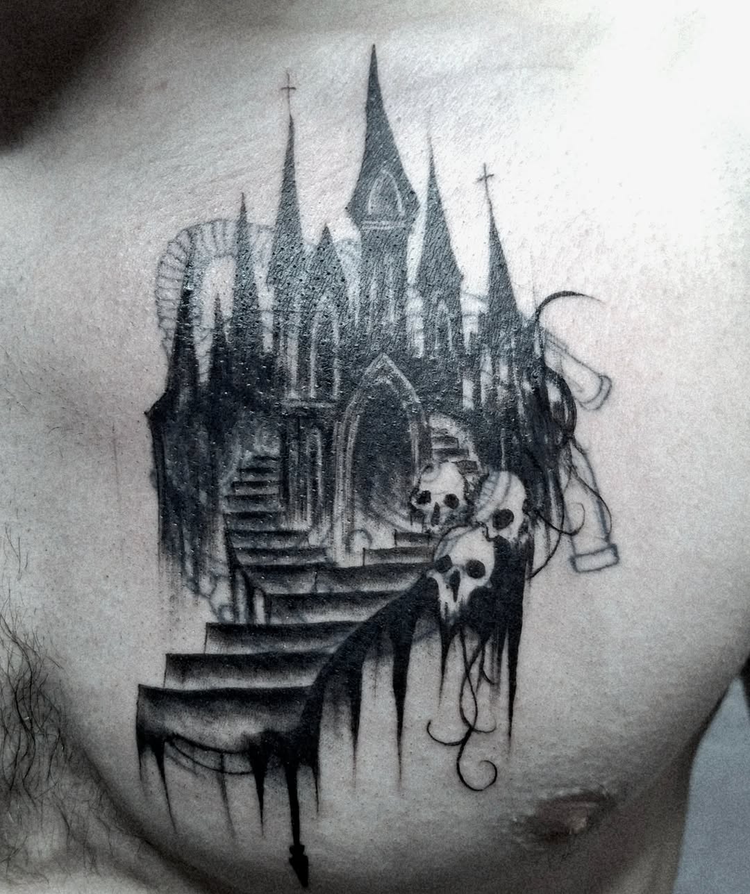 Tattoo by @hallowedgirl β dark_realism, blackwork