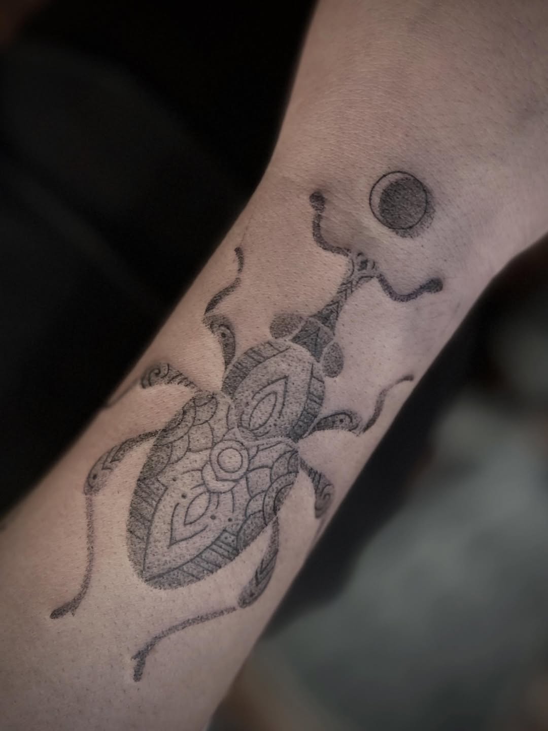 Tattoo by @douceliigne — dotwork, ornamental