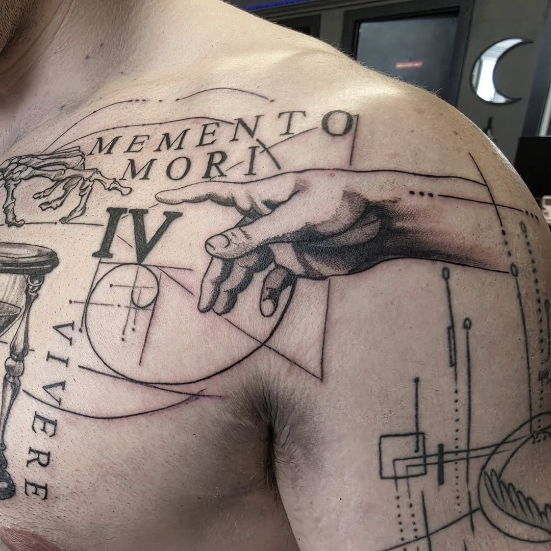 Tattoo by @shannongatesart — black_and_grey, geometric