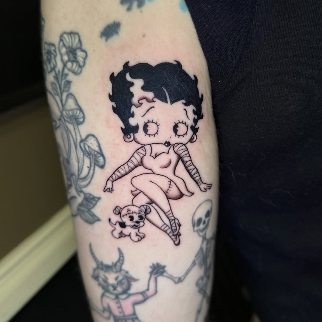 Tattoo by @lizglitztattoo — illustrative, black_and_grey