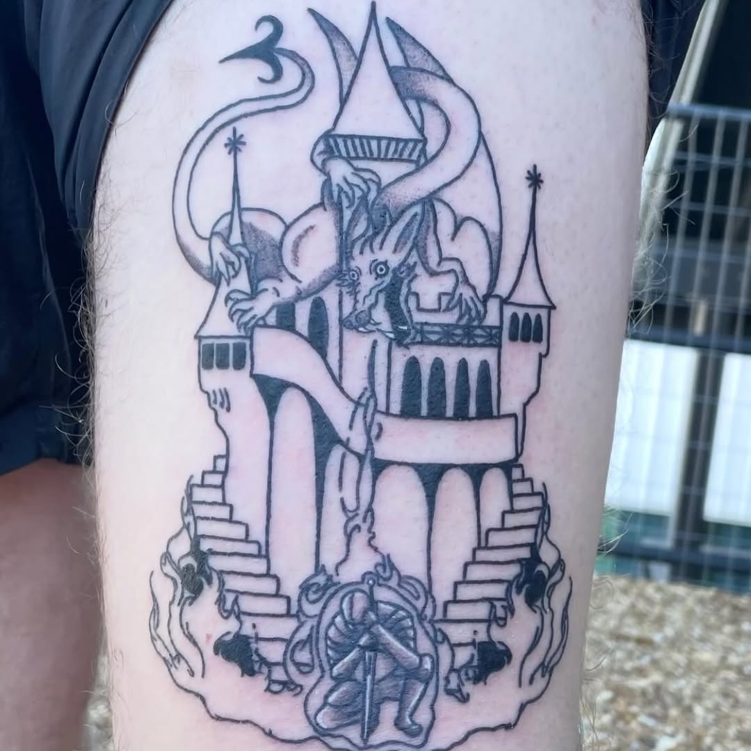 Tattoo by @goodheavenstattoos — black_and_grey