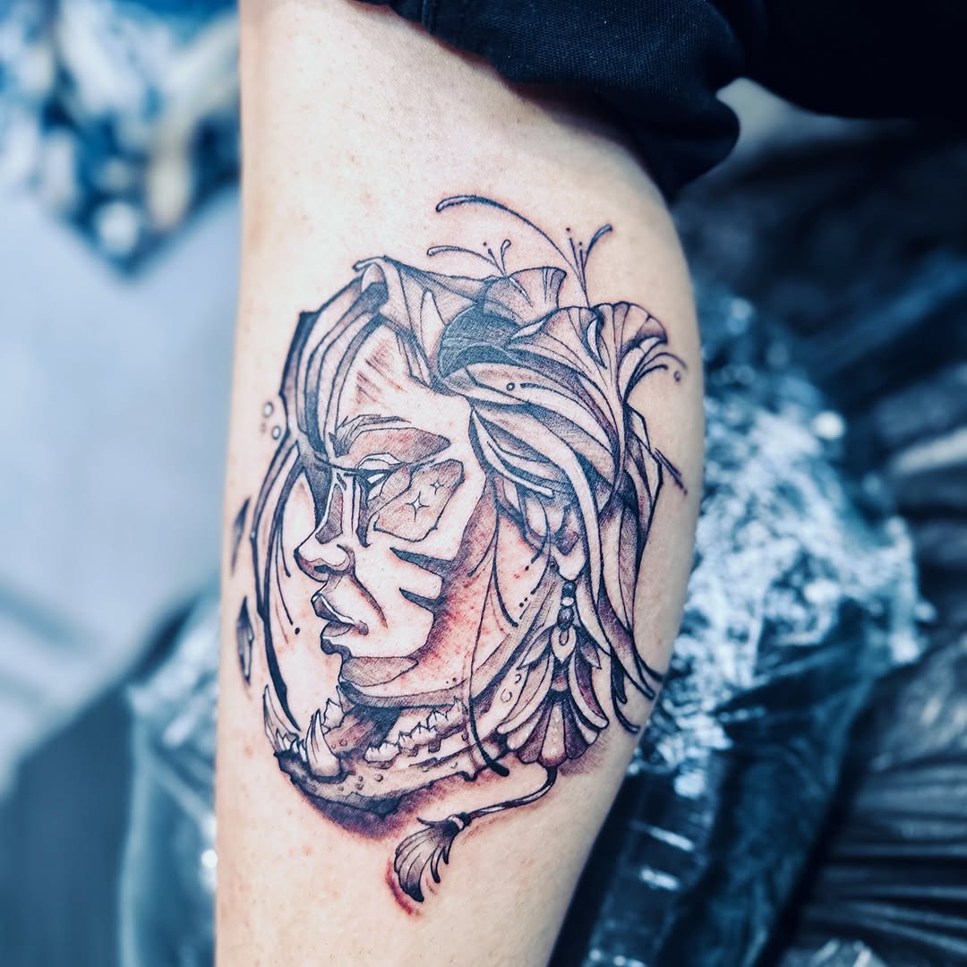 Tattoo by @j_c_tattoos — illustrative, black_and_grey