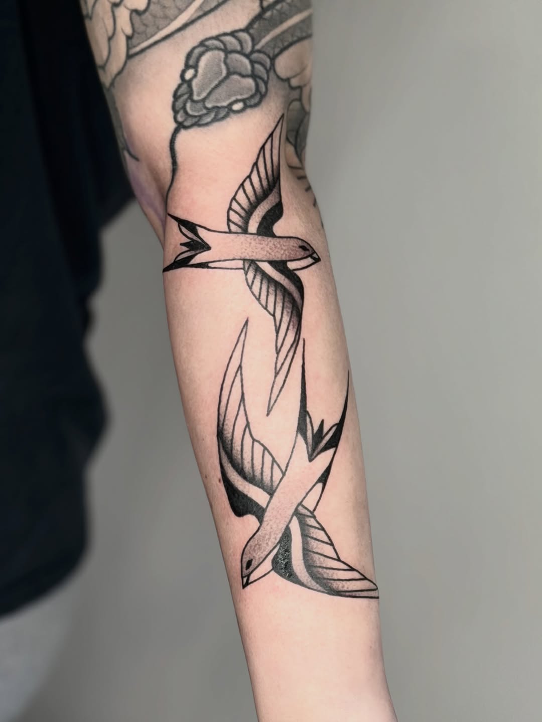 Tattoo by @darkcherry__ โ american_traditional, black_and_grey
