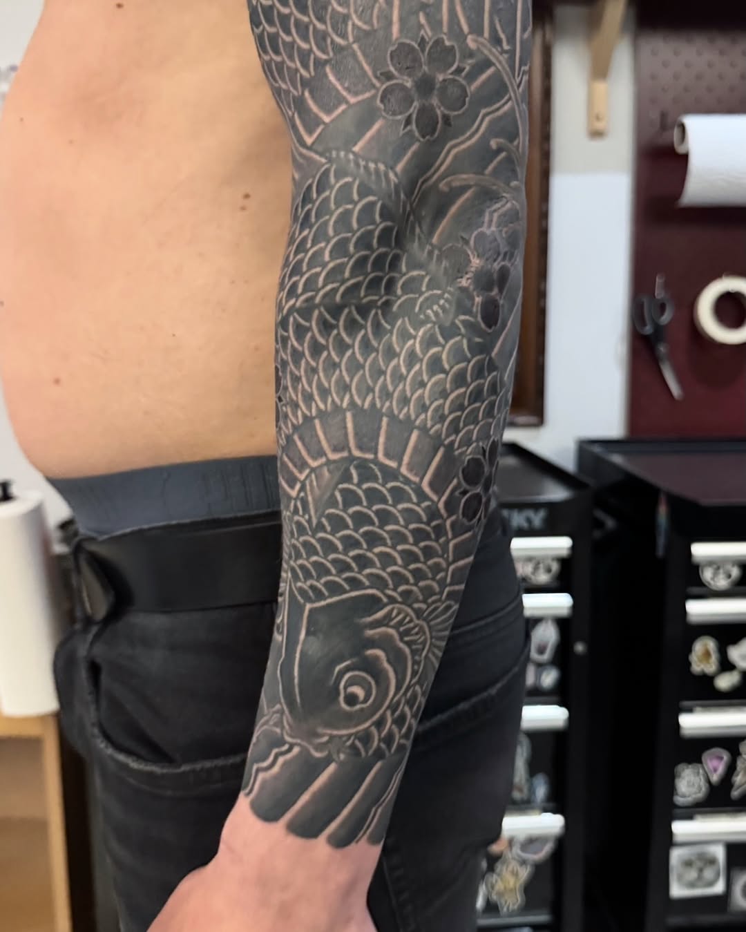Tattoo by @baku_irezumi — japanese_irezumi, black_and_grey