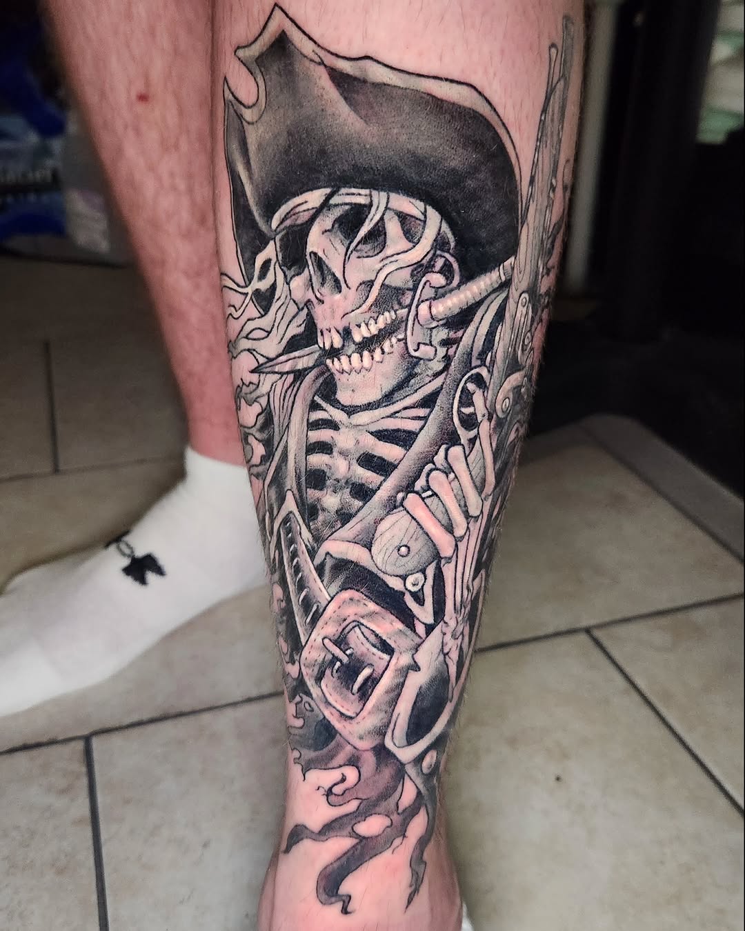 Tattoo by @lady_vonzombiaart — black_and_grey