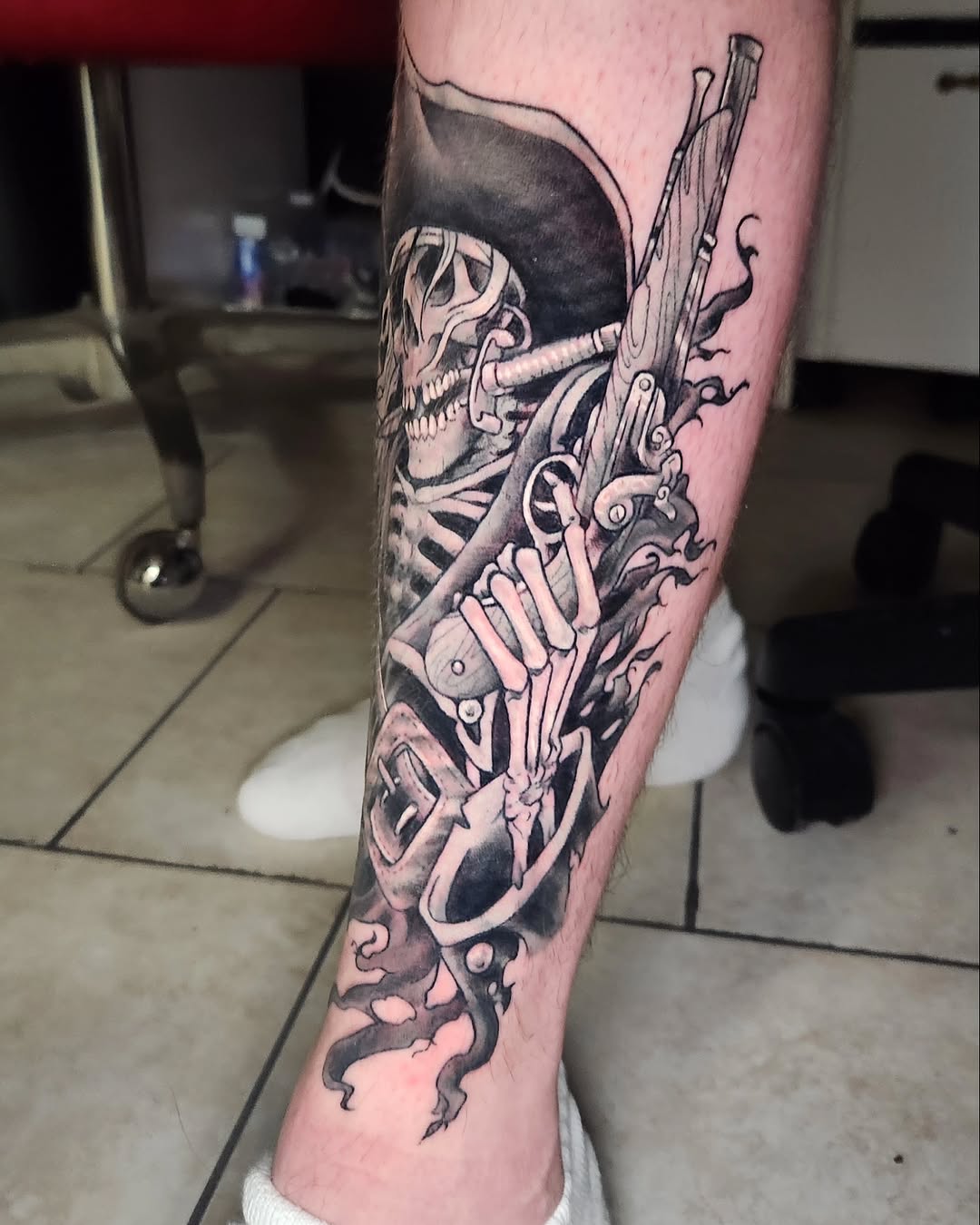 Tattoo by @lady_vonzombiaart — black_and_grey