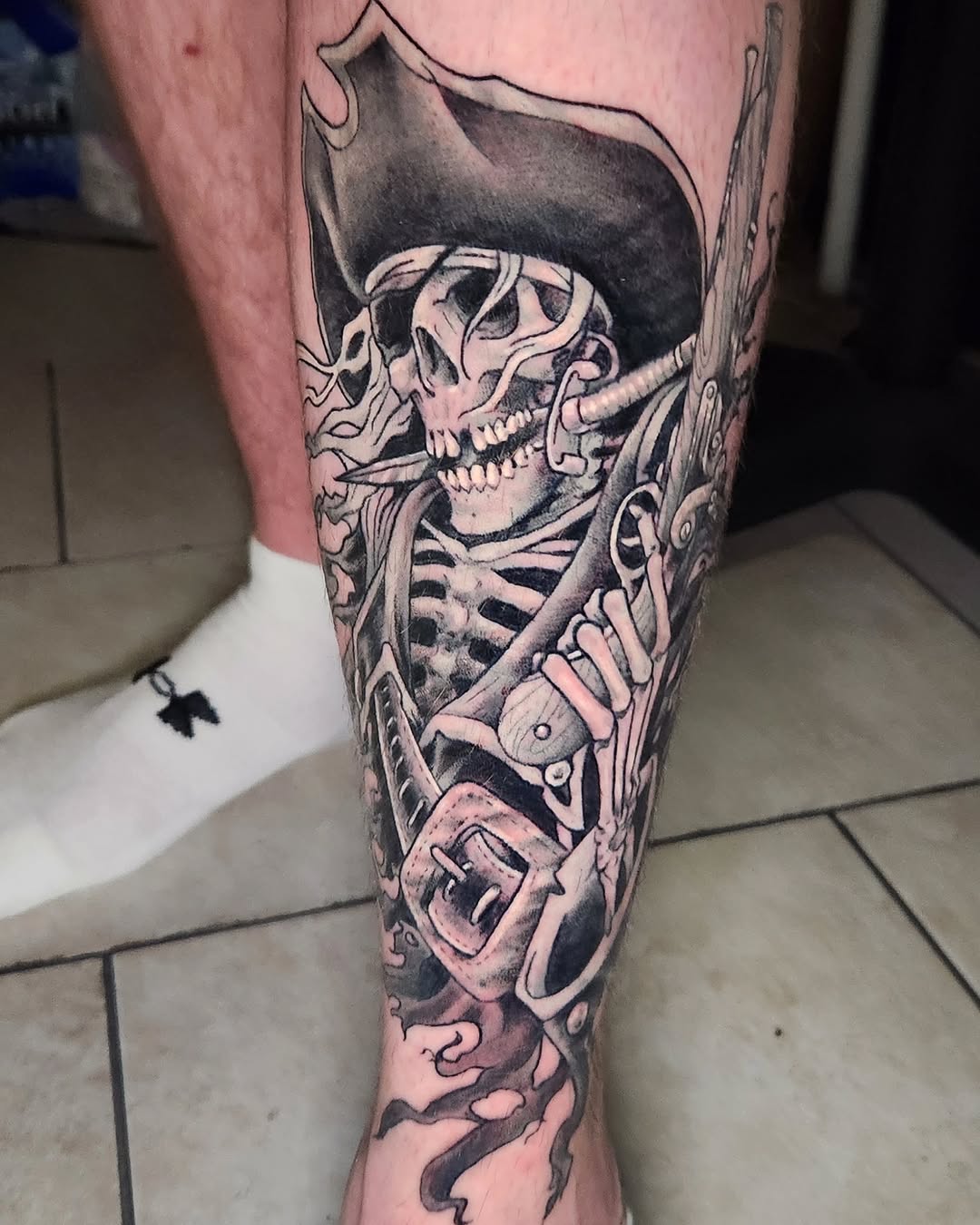 Tattoo by @lady_vonzombiaart — black_and_grey