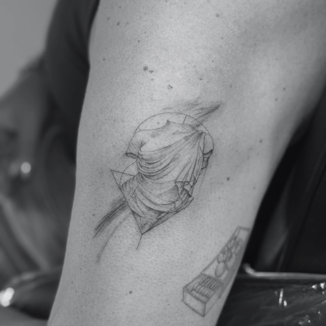 Tattoo by @wildhoneyartistry — black_and_grey