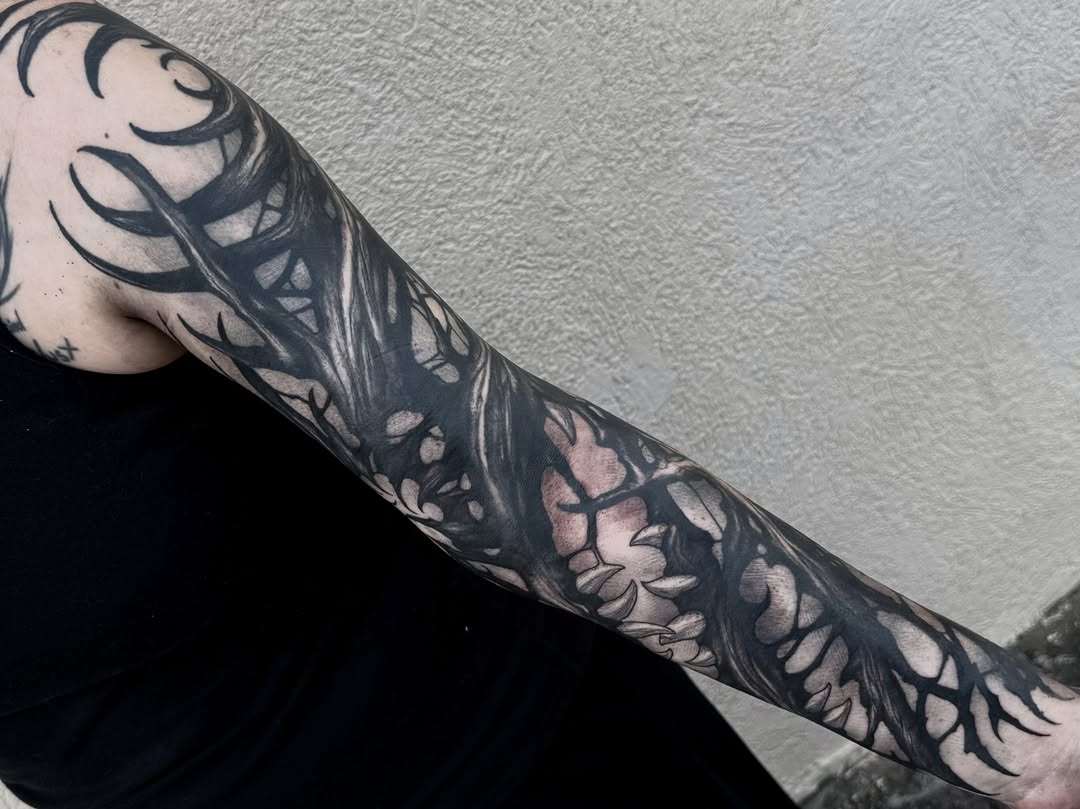 Tattoo by @bloodstonetattoos — blackwork, dark_realism