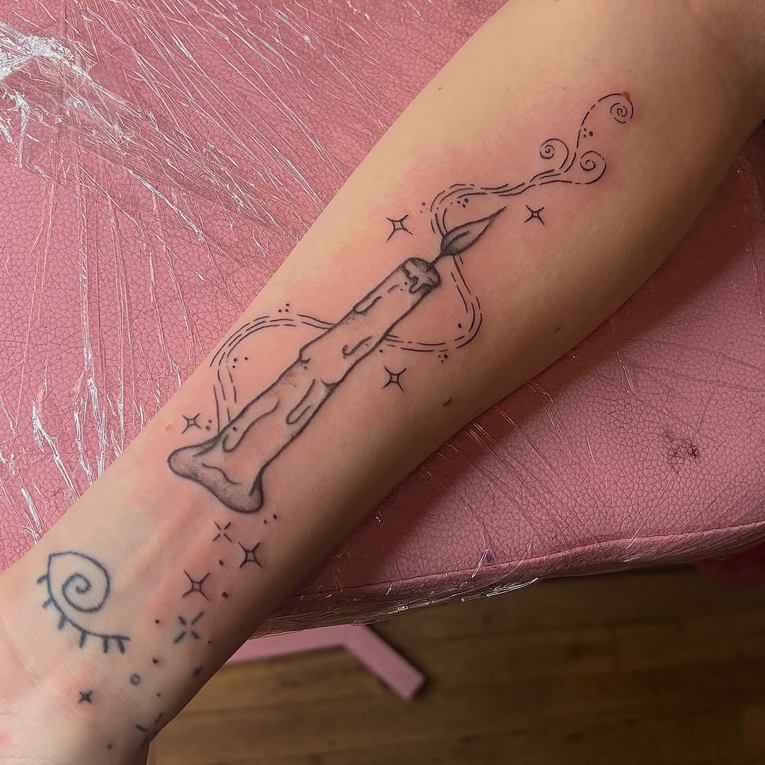 Tattoo by @manicslugorgy — illustrative, fine_line