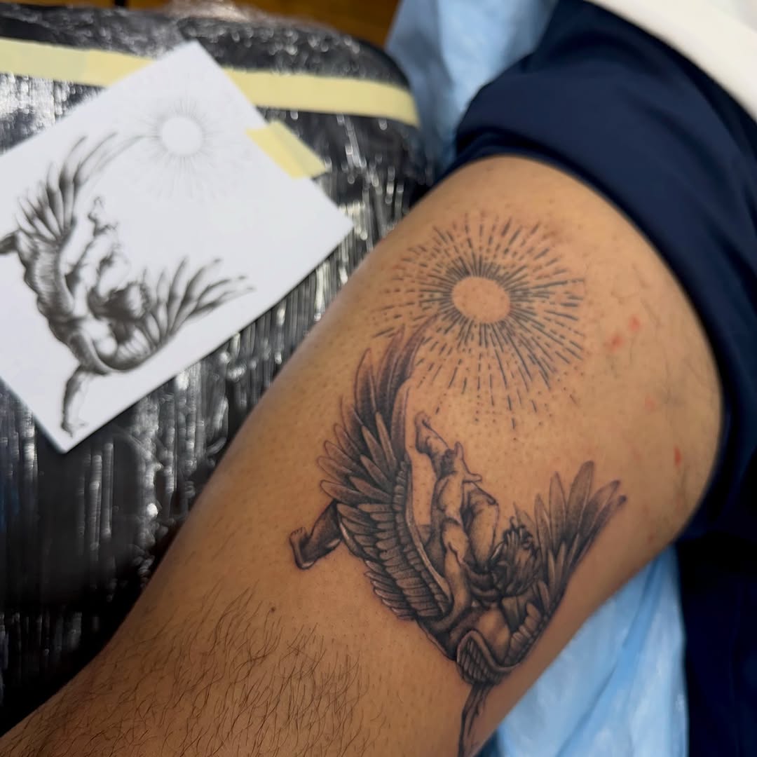 Tattoo by @inkofmine_byleo — black_and_grey, realism