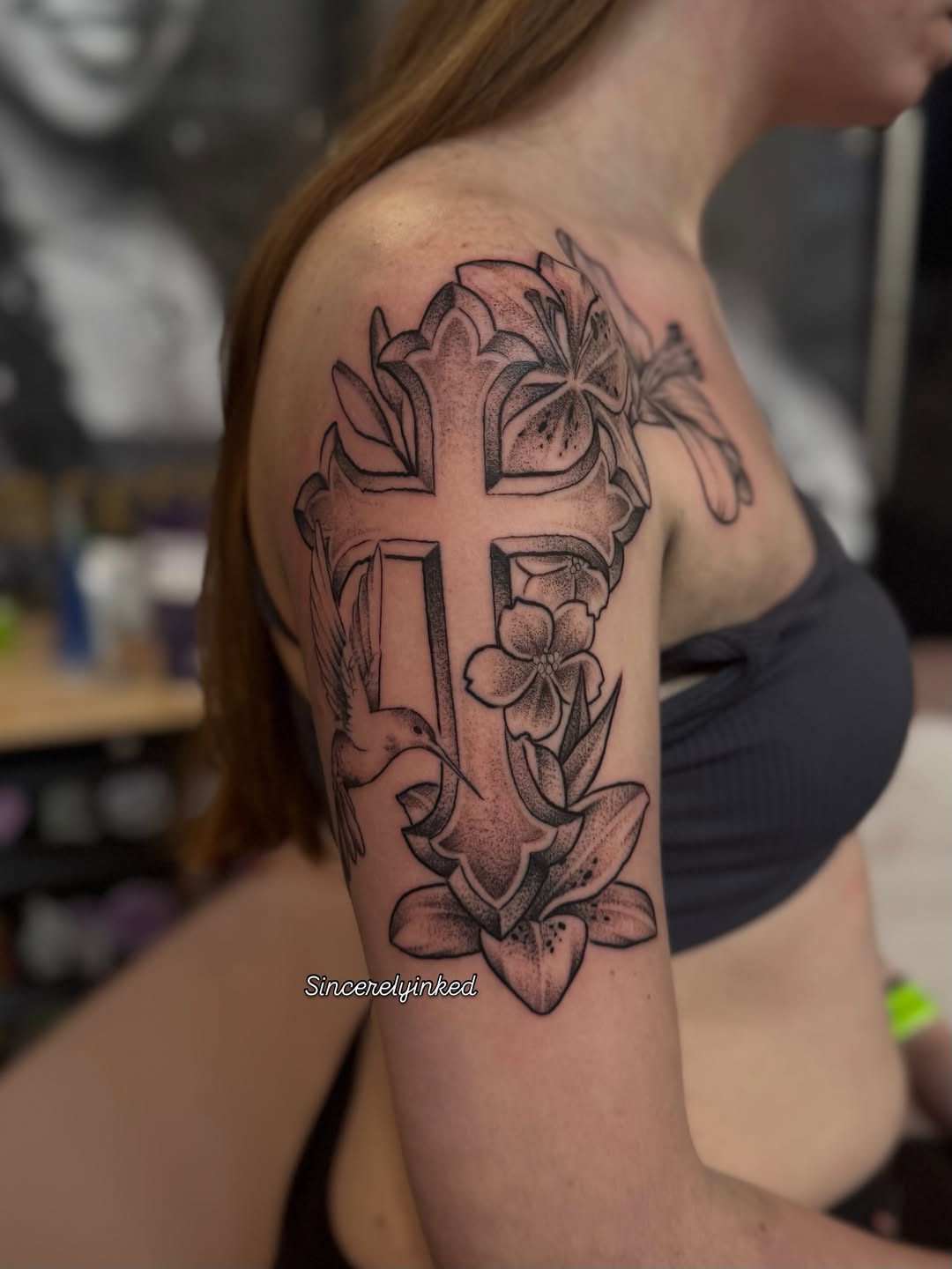 Tattoo by @sincerelyinked — black_and_grey, realism