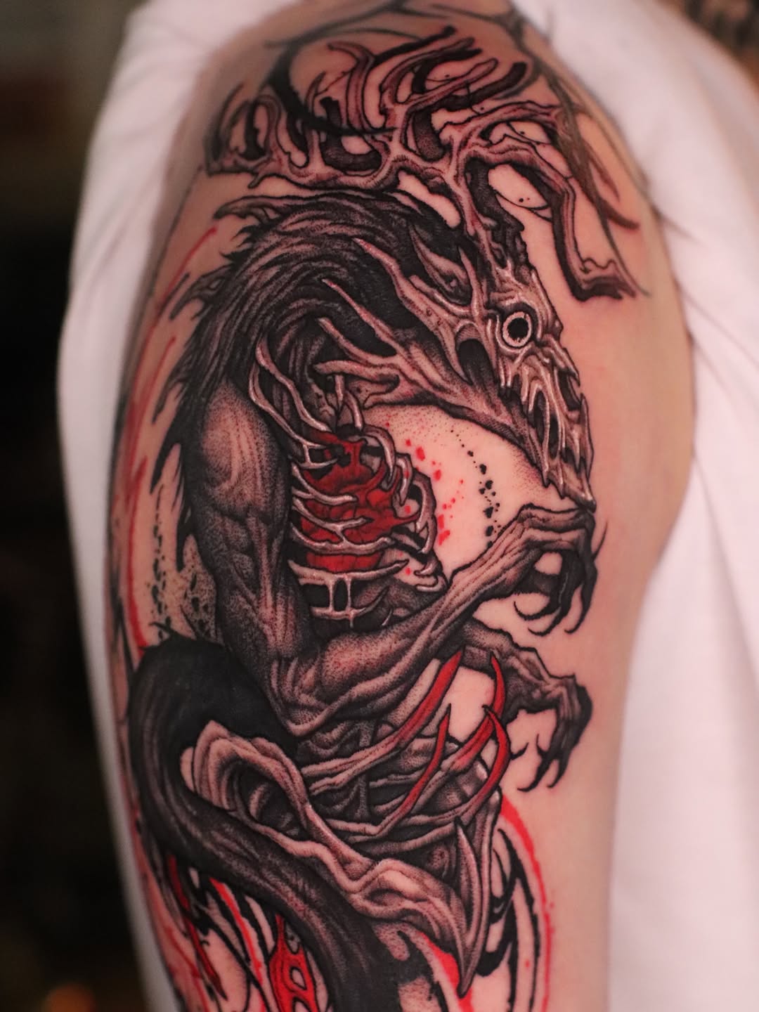 Tattoo by @tattooist_twoface — dark_realism, trash_polka